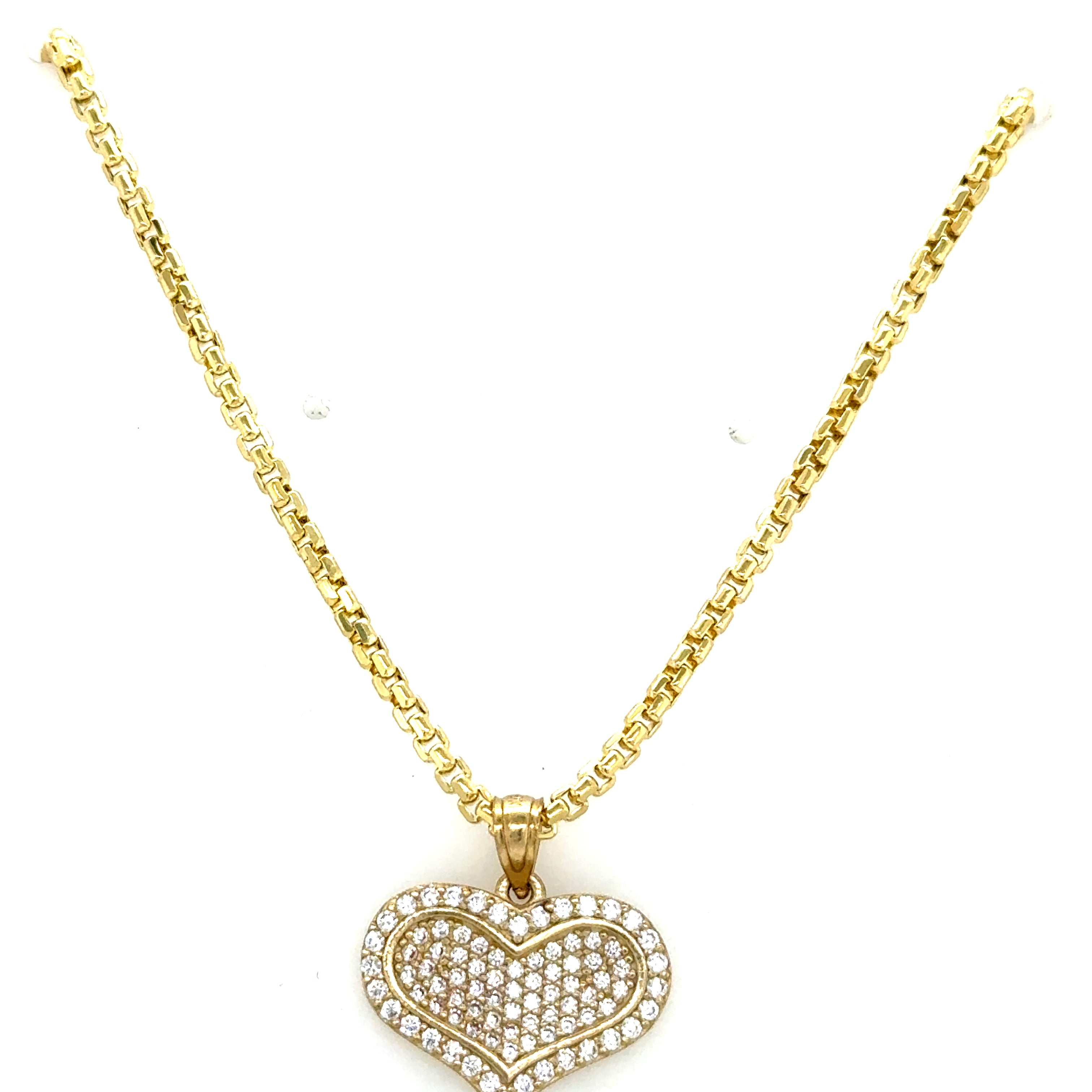 10k Gold Set - 1.8mm Round Box Chain + Pendant