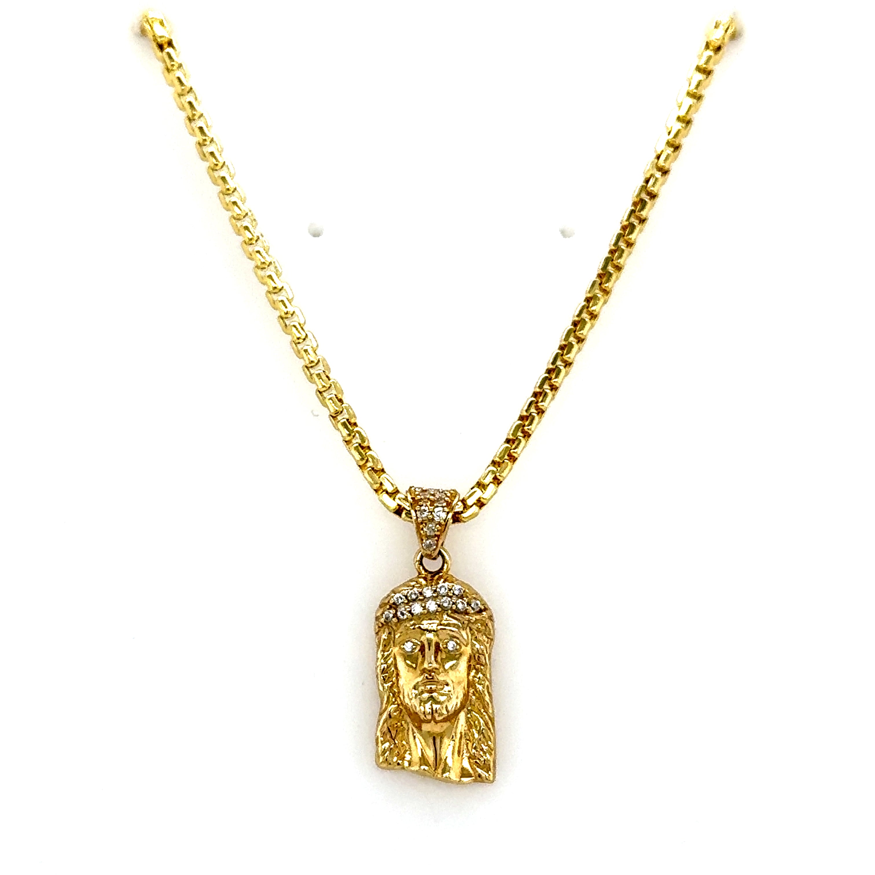 10k Gold Set - 2.1mm Round Box Chain  + Pendant