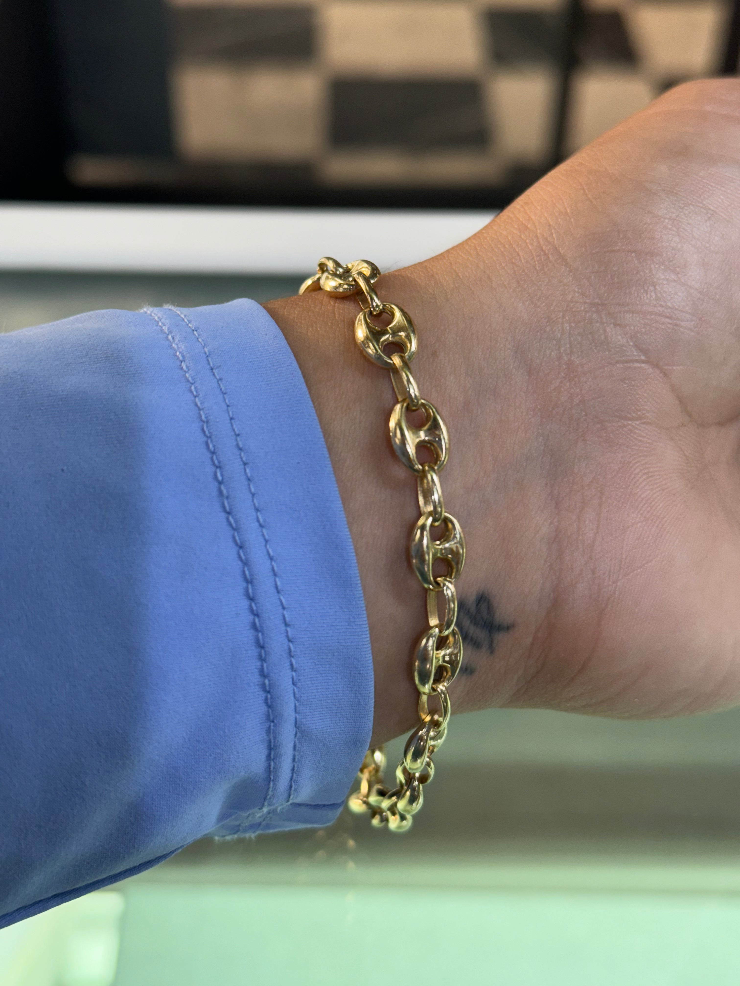 10k Gold - 7.5mm Puff Mariner Bracelet