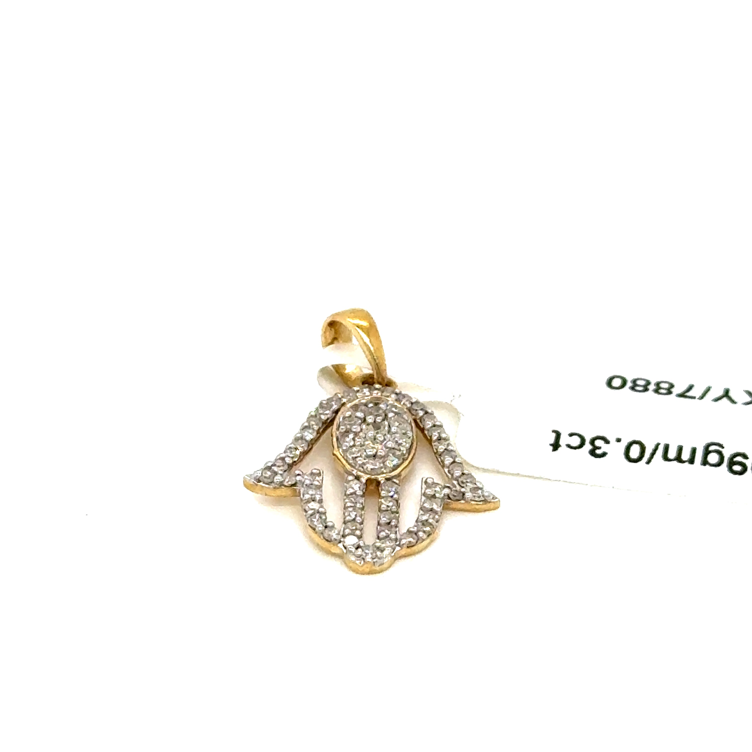 14k Gold - Diamond Hamsa Pendant