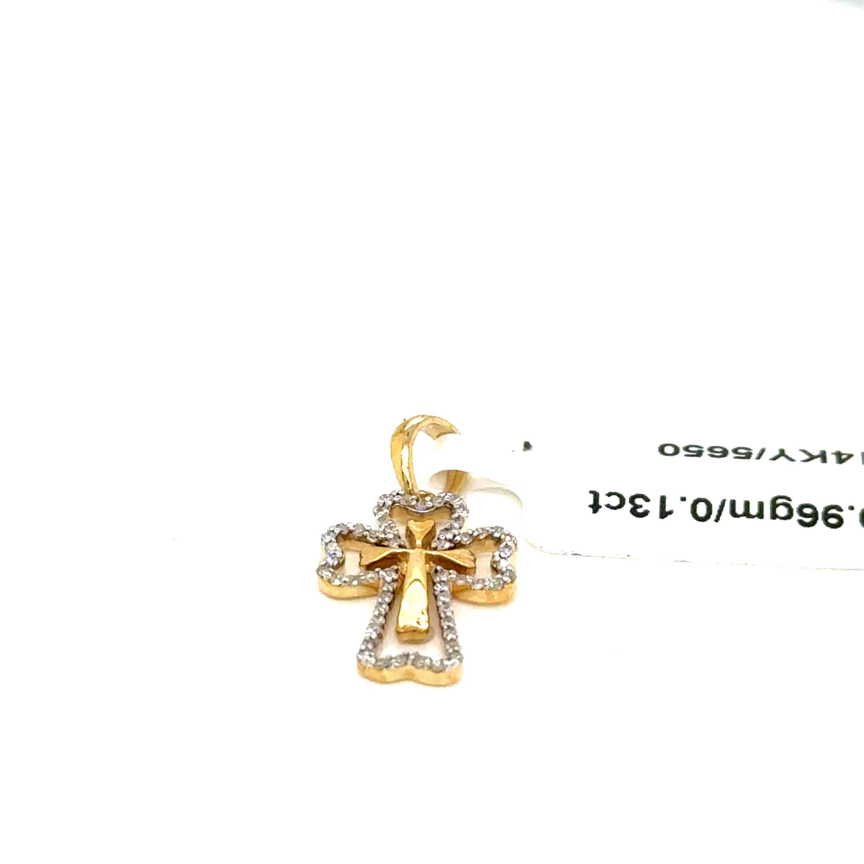 14k Gold - Diamond Cross Pendant