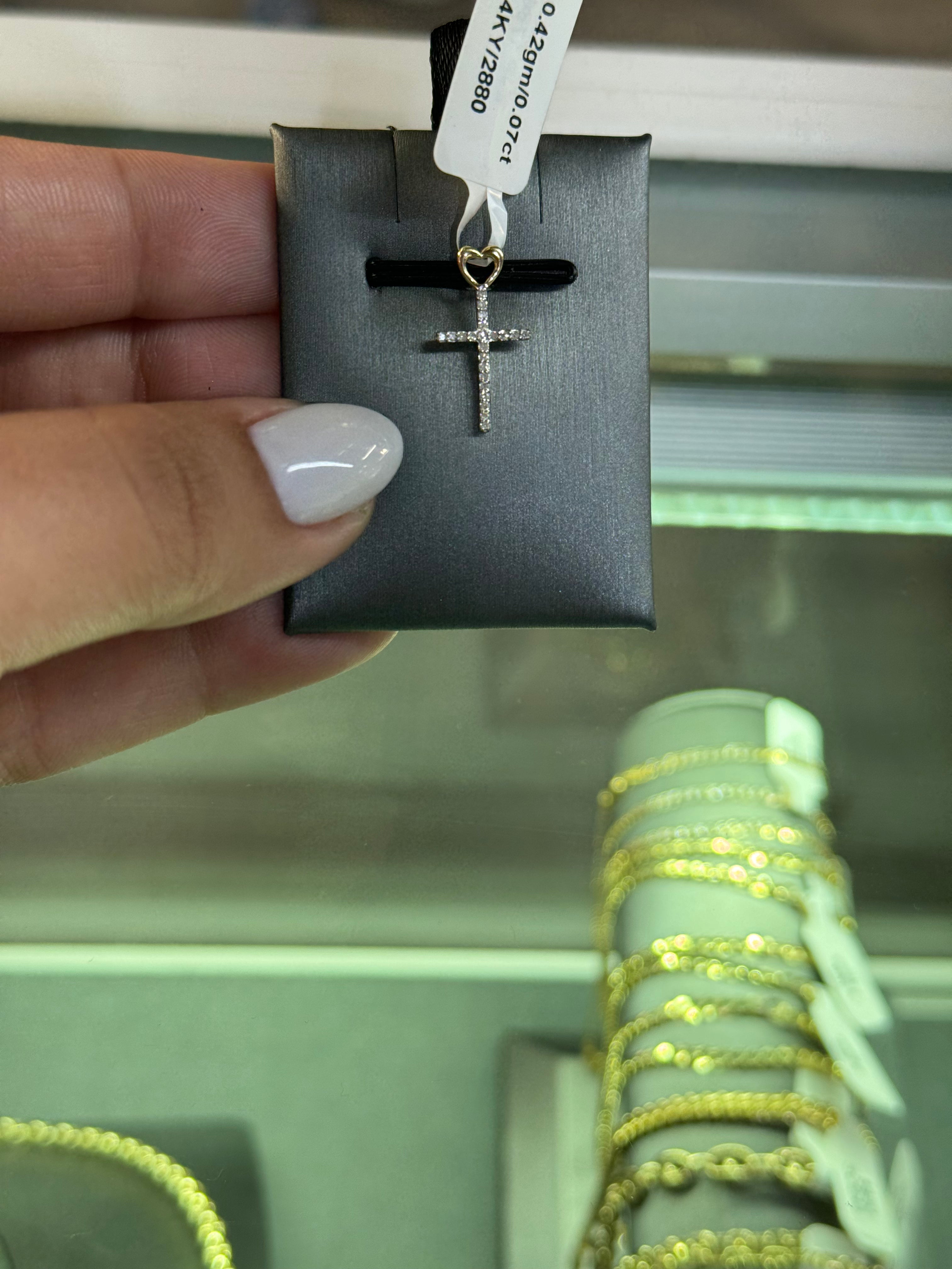 14k Gold - Diamond Cross Pendant