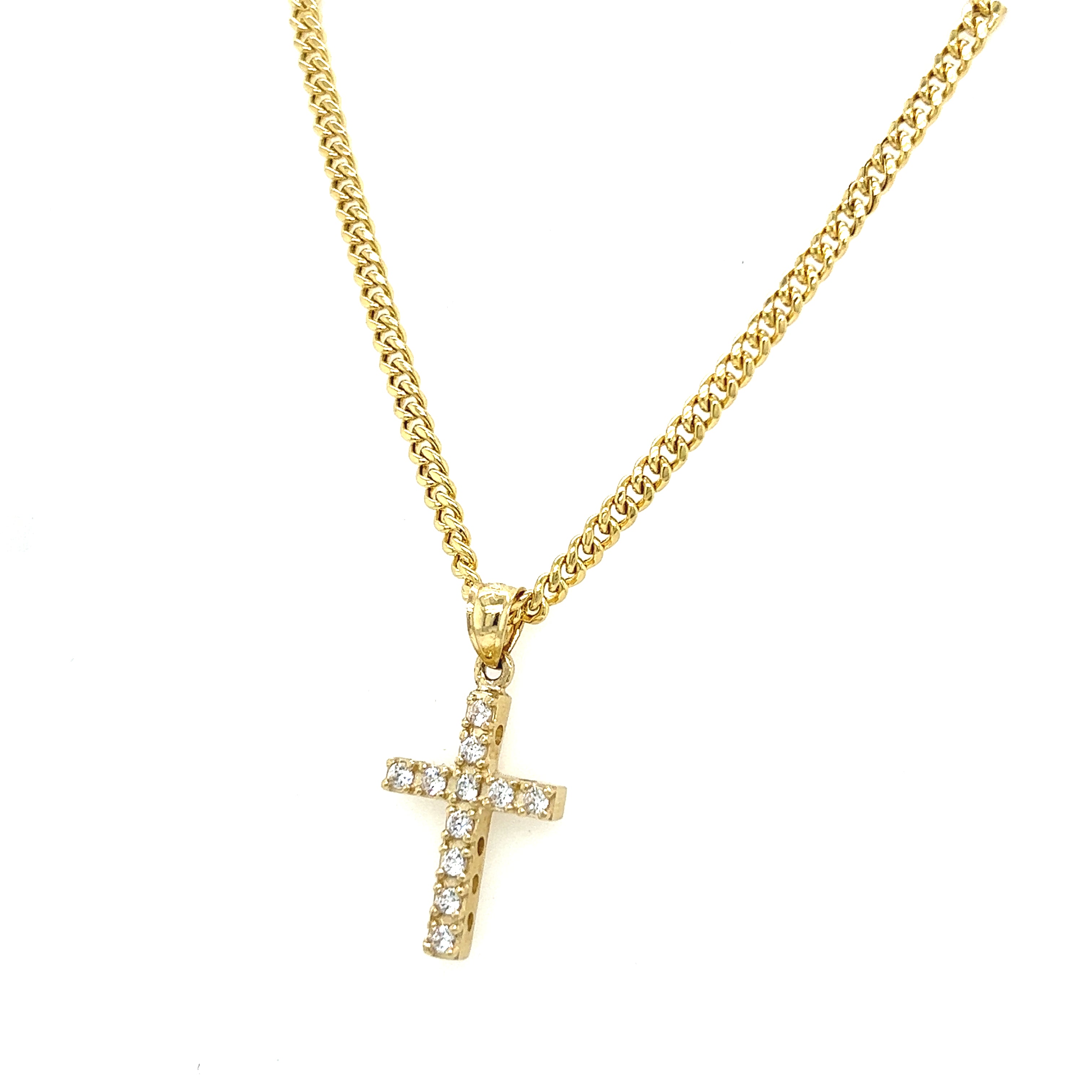 10k Gold Set : 3mm cuban 18” + Cross