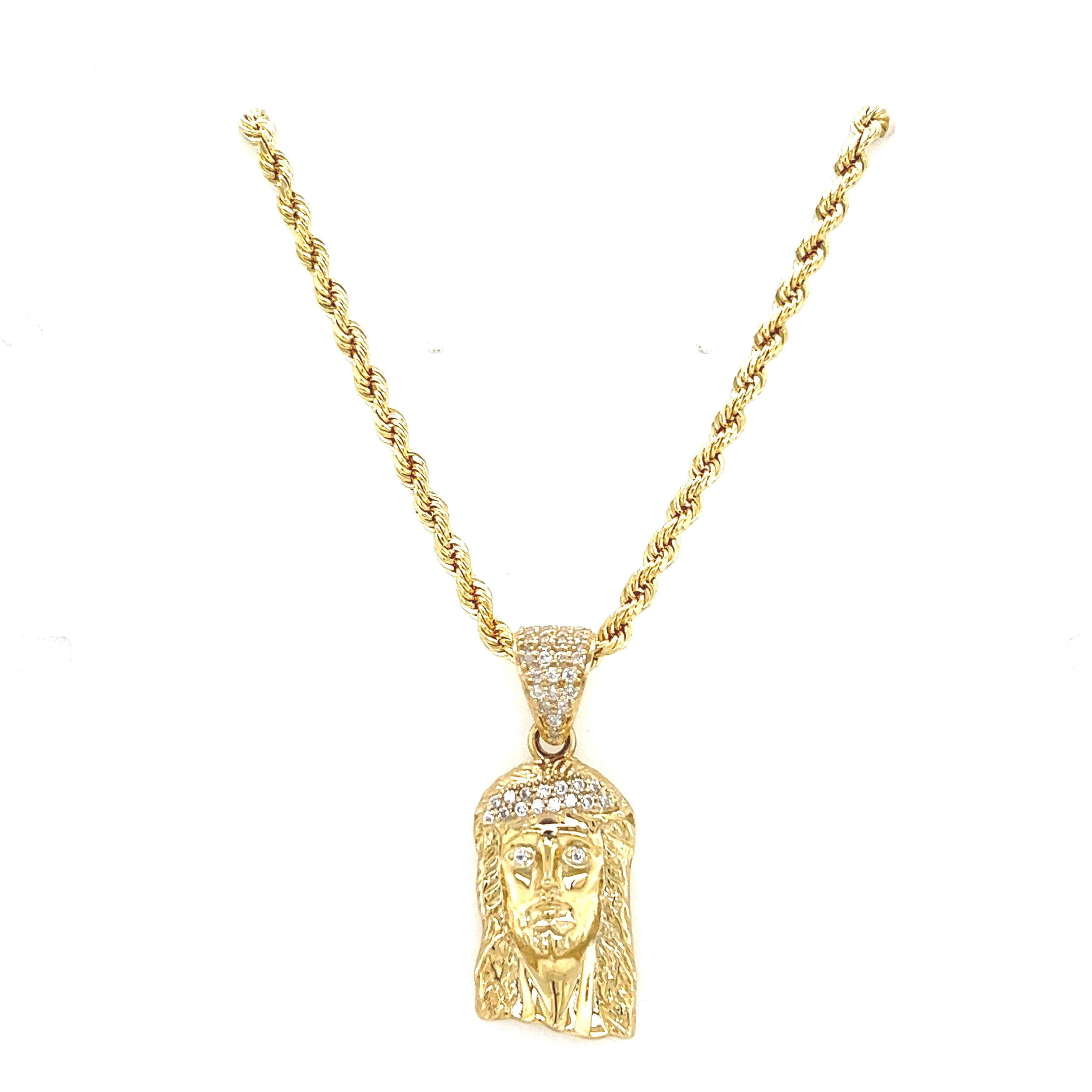 10k Gold set: 3mm Rope + Jesus