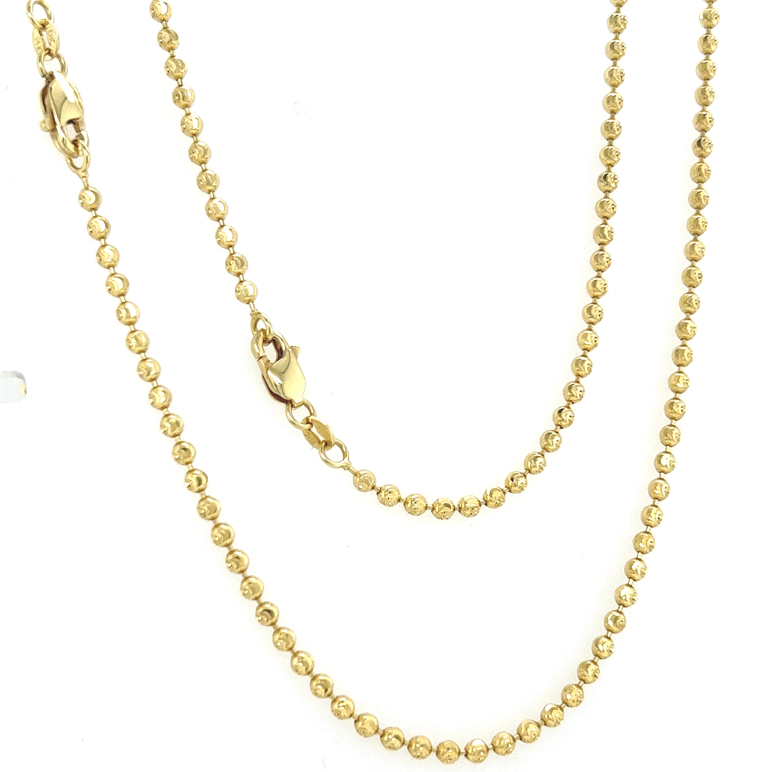 14k Solid Gold - 2.5mm Mooncut Chain