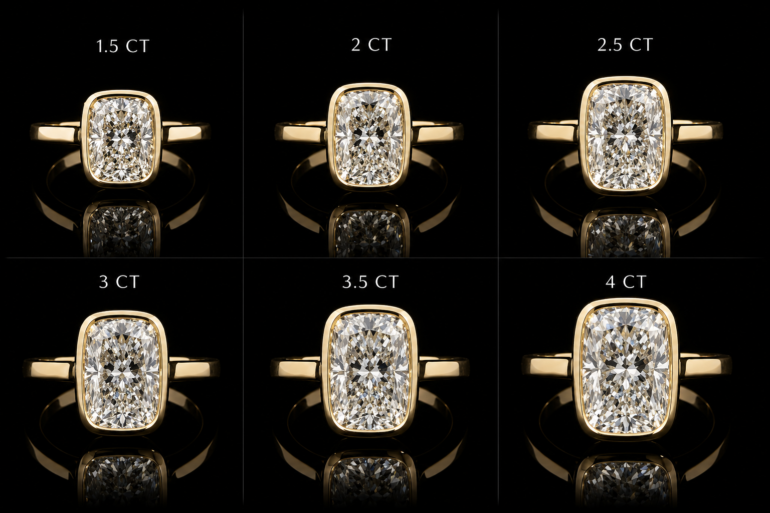 Elongated Cushion Cut Lab Grown Diamond Bezel Set Solitaire Engagement Ring | 14K Yellow Gold