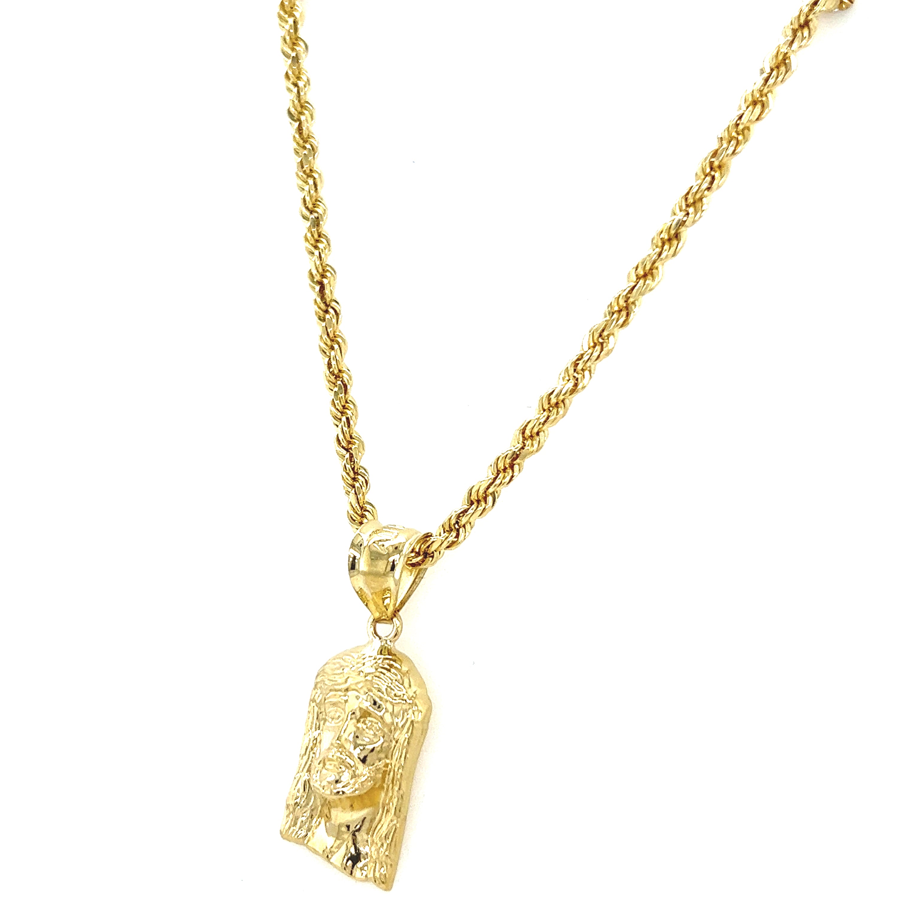 10k Gold - Jesus Face (+ 3mm ROPE CHAIN)