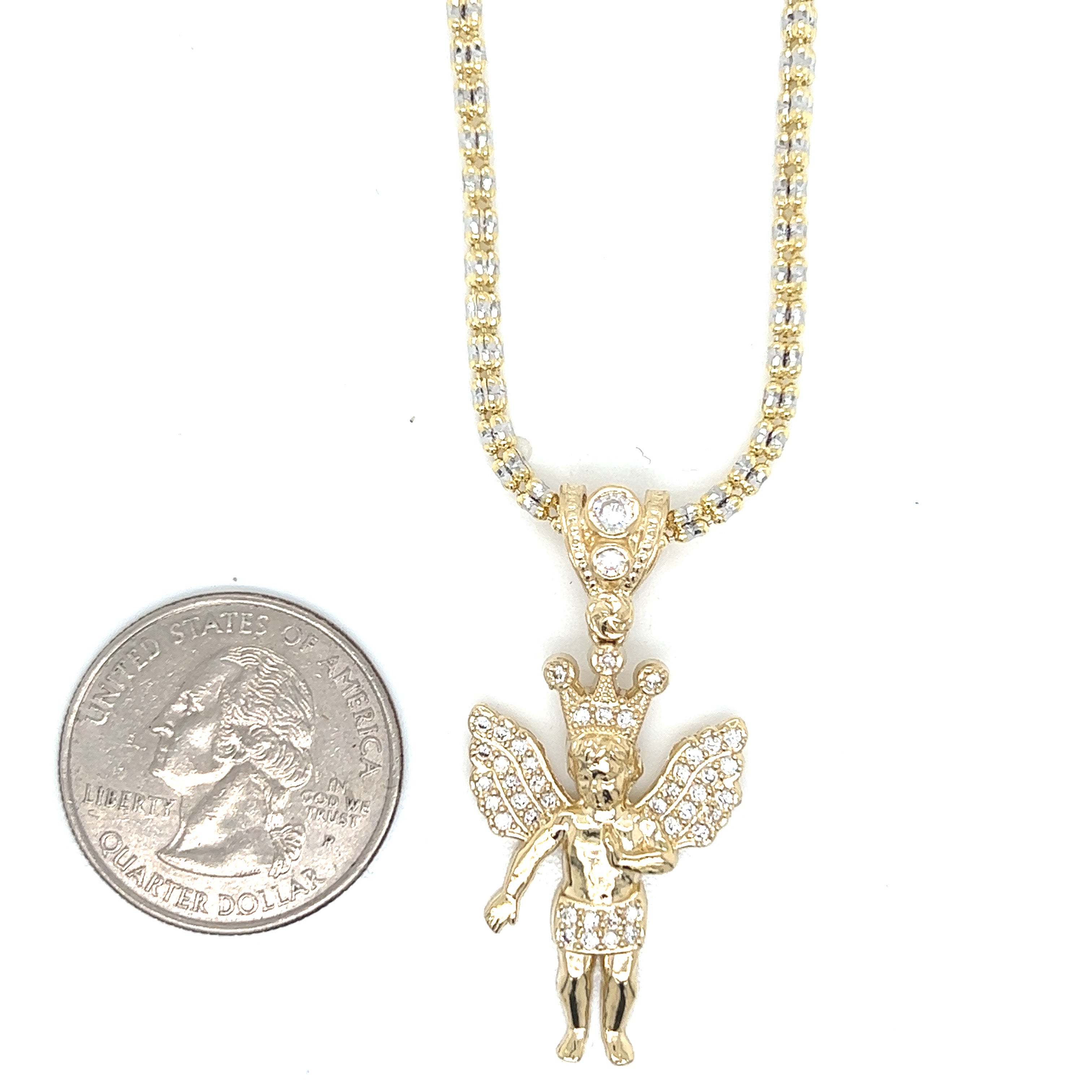 14k Gold Set : 2.5mm Fancy + Angel