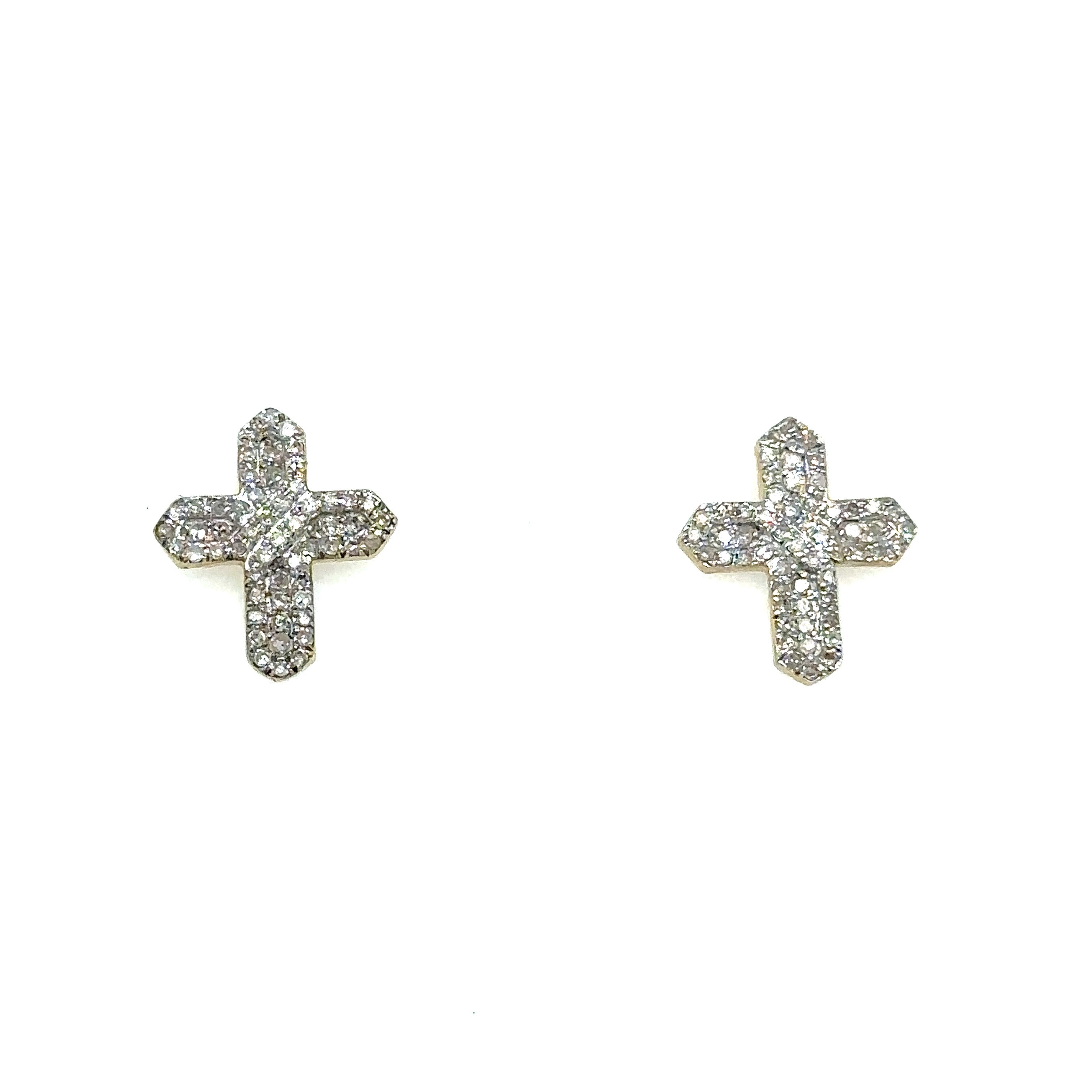 14k Gold- Cross Diamonds Earrings