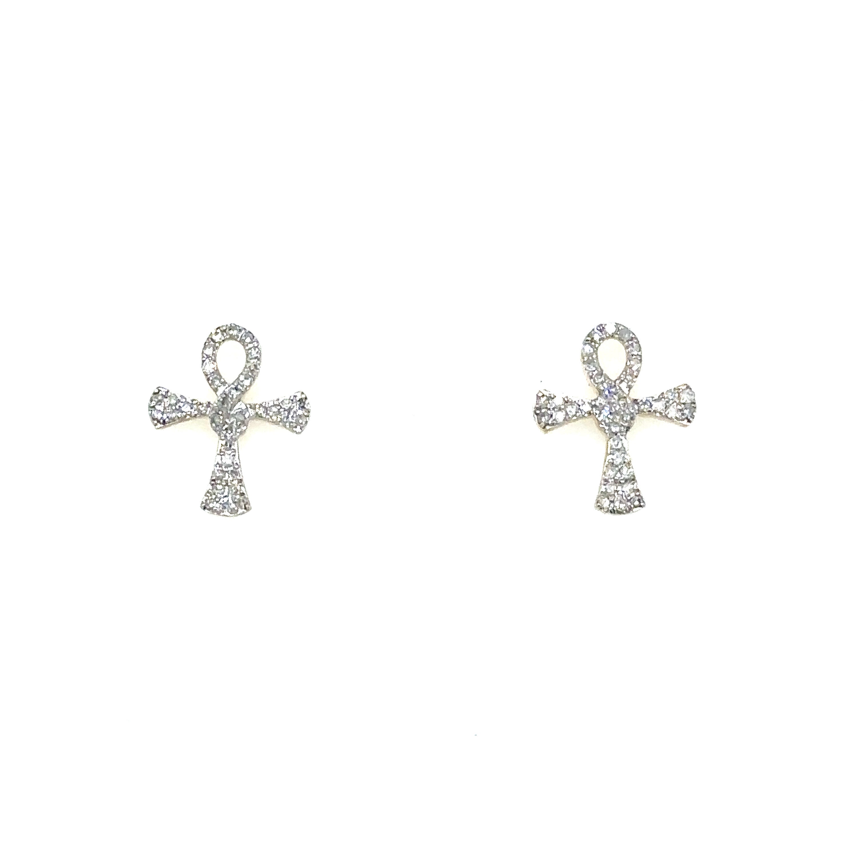 14k Gold- Cross Diamonds Earrings