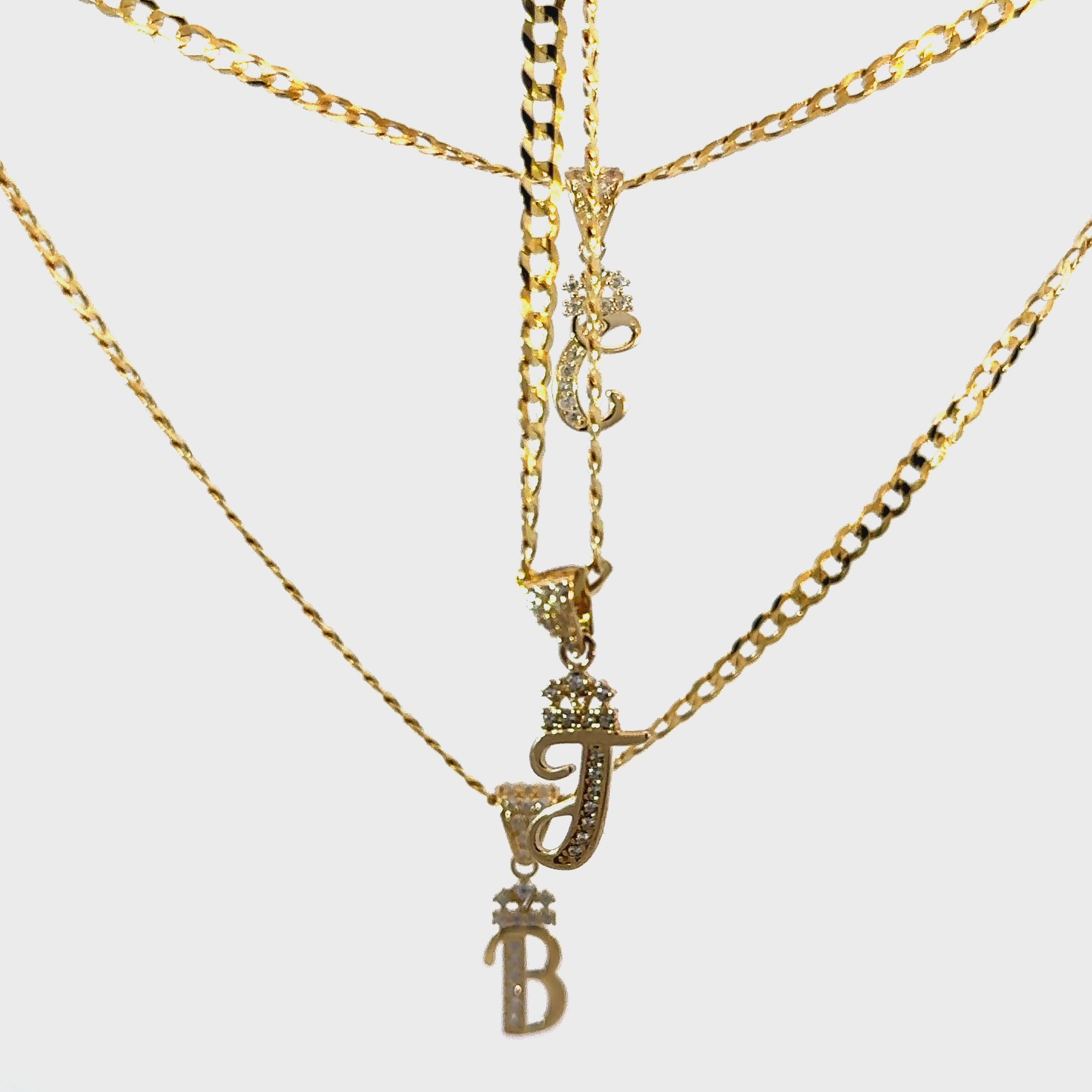 10k Gold Set - 3mm Solid Flat Cuban Chain + Initial