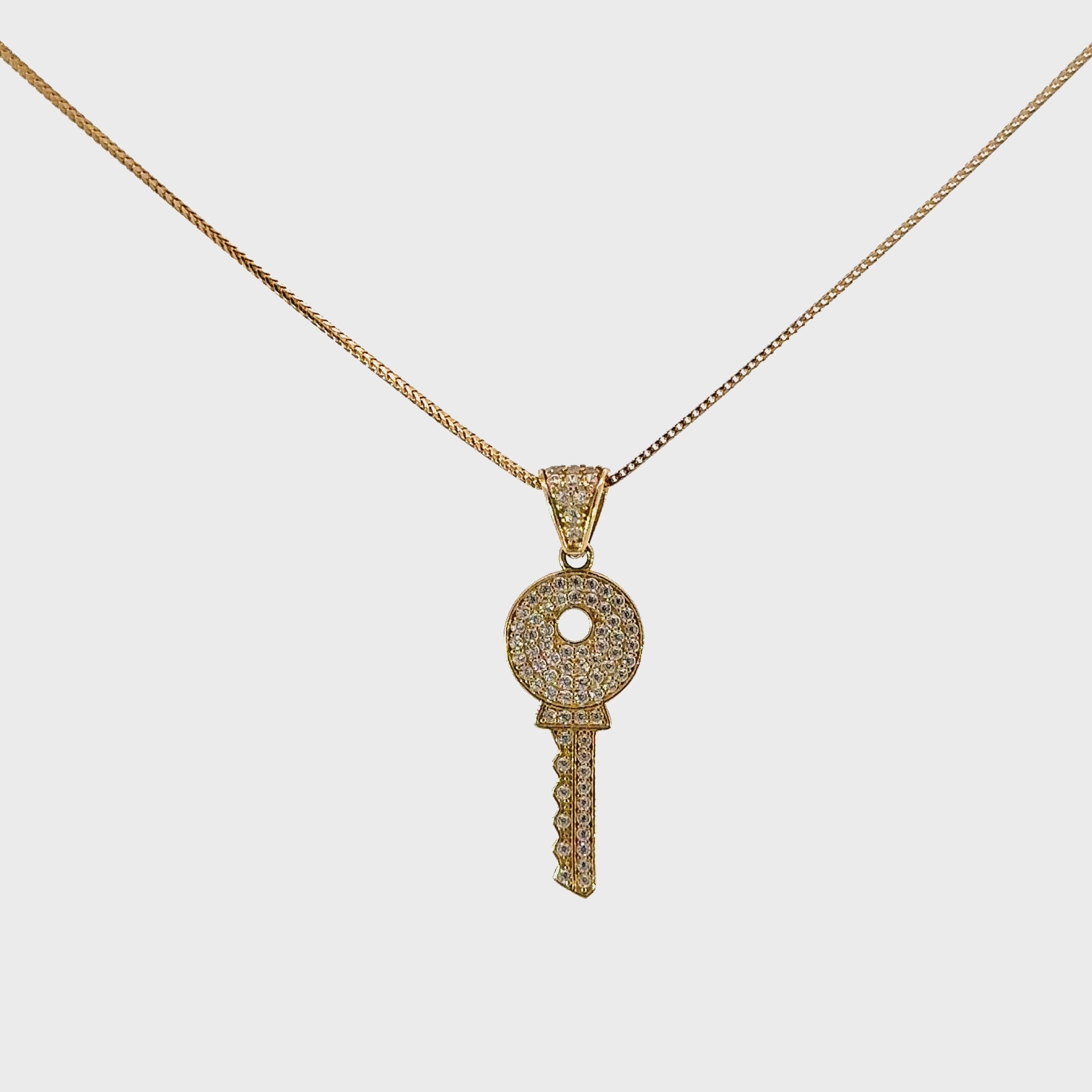 10k Gold Set - 1mm Solid Franco Chain + Key Pendant