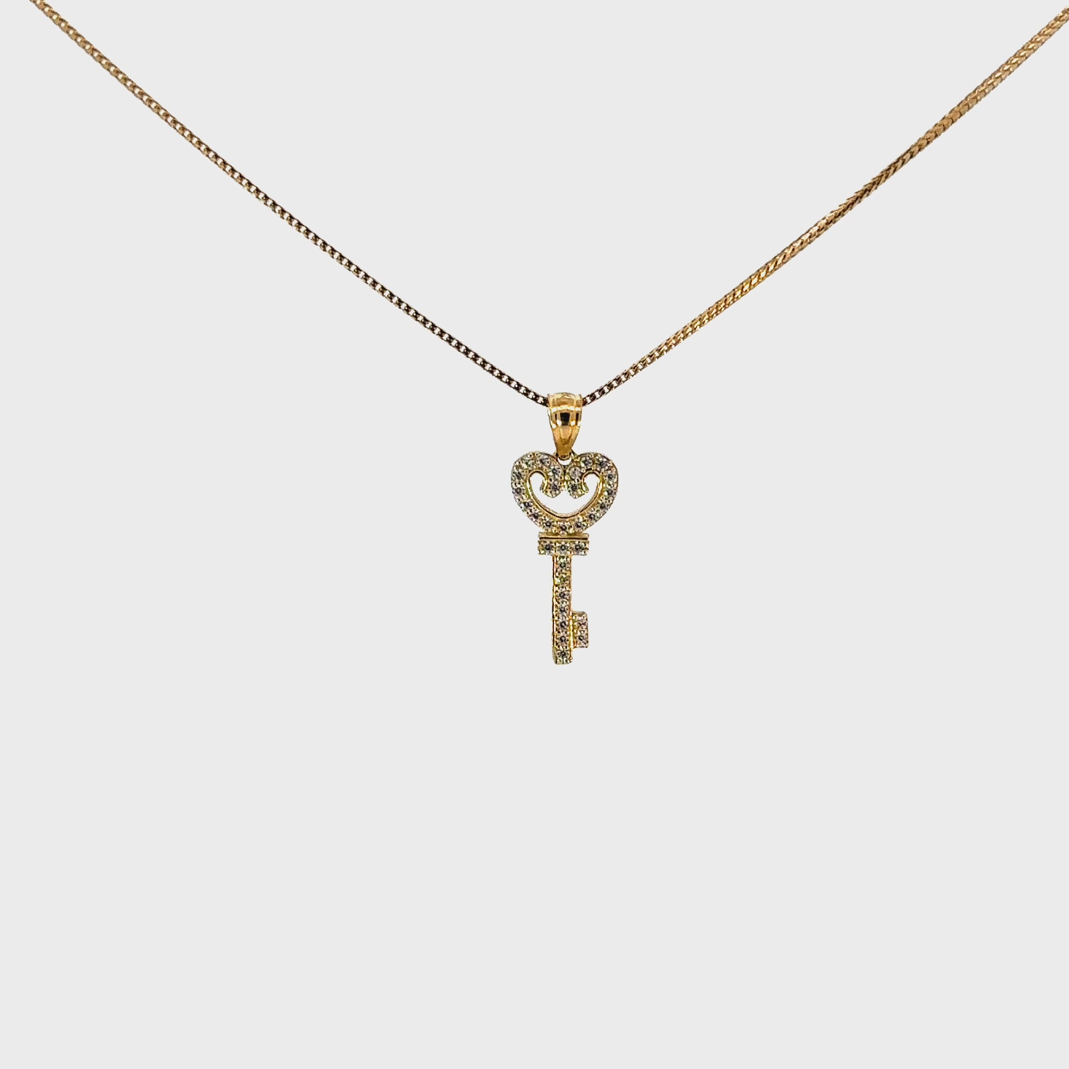 10k Gold Set - 1mm Solid Franco Chain + Key Pendant