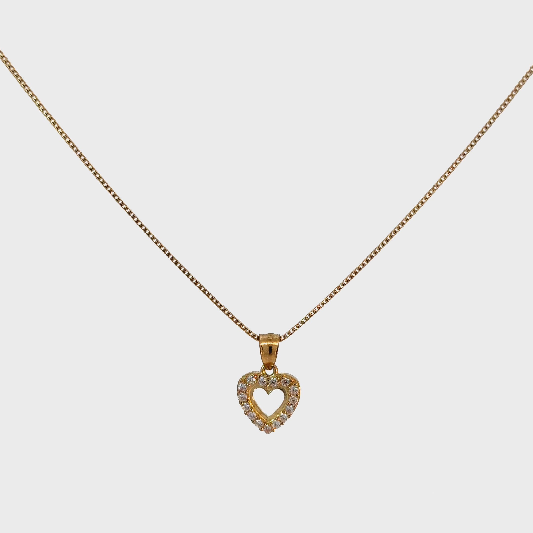 10k Gold Set - 1mm Solid Franco Chain + Heart Pendant