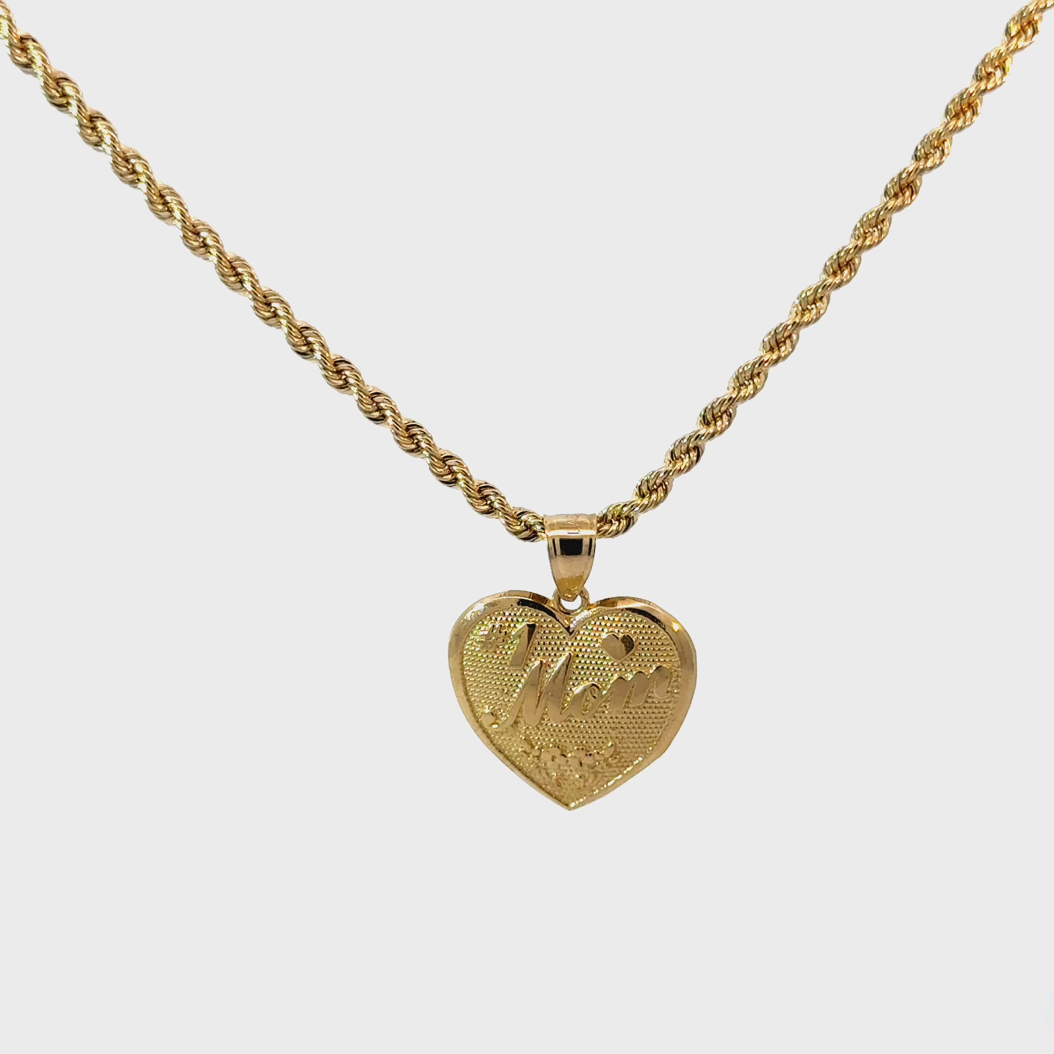 10k Gold Set -  2.3mm Rope Chain + Heart Pendant