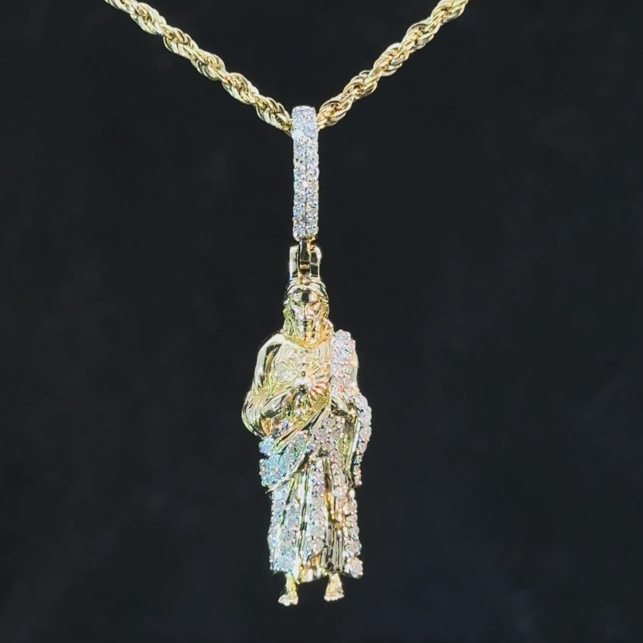 10k Gold & Diamonds - Jesus Pendant