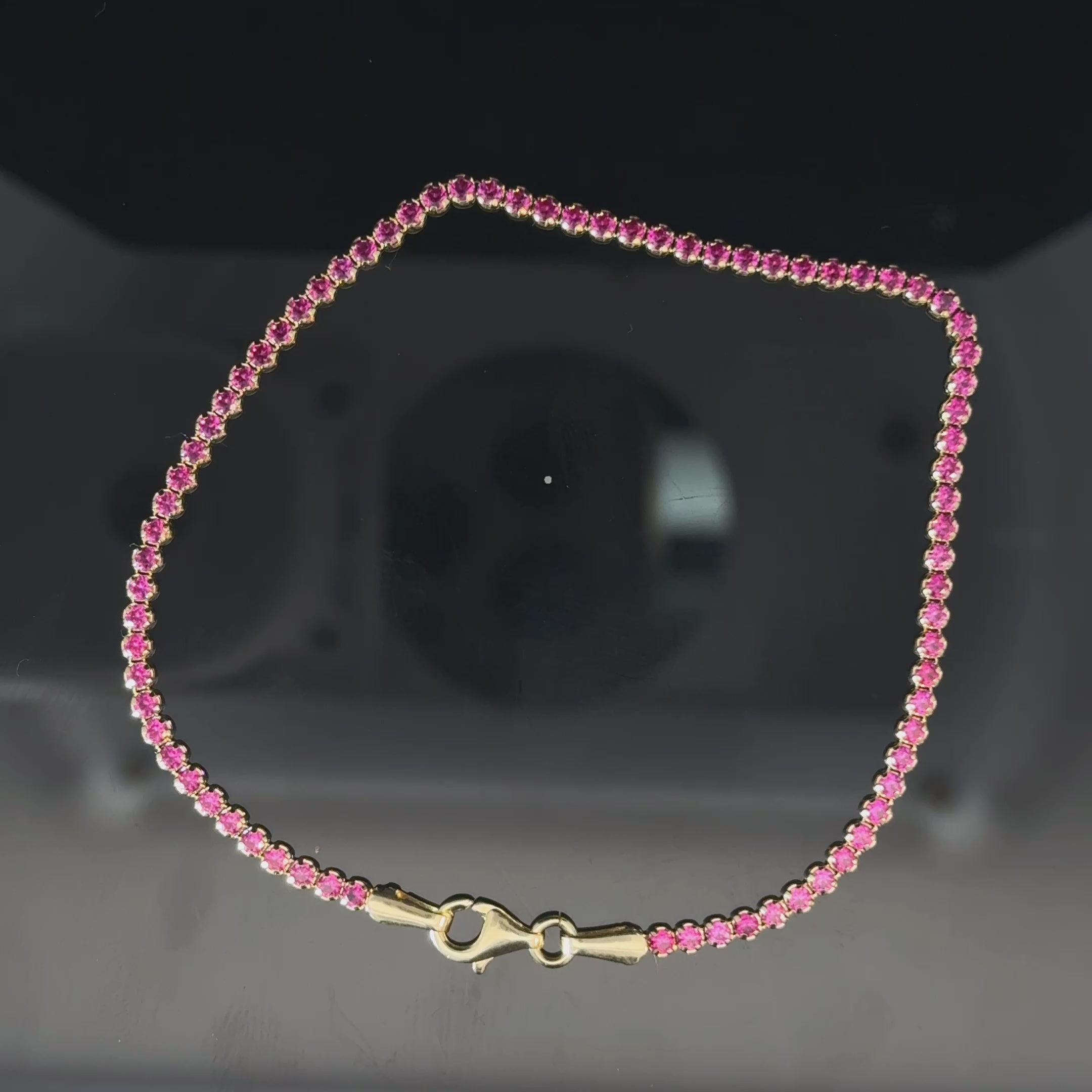 14k Gold - Pink Gemstone Bracelet