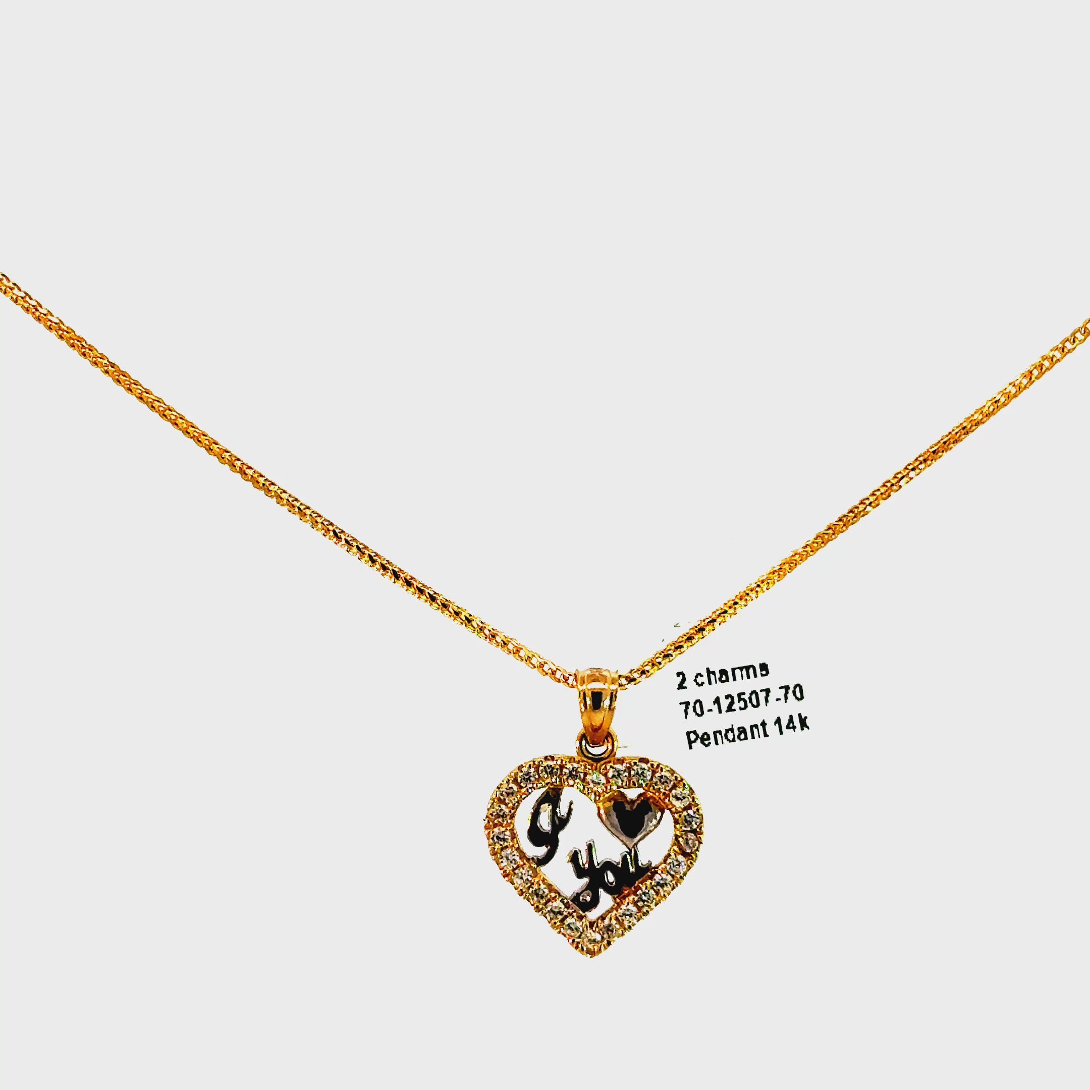 14k Gold Set - 1mm Solid Franco Chain + Pendant
