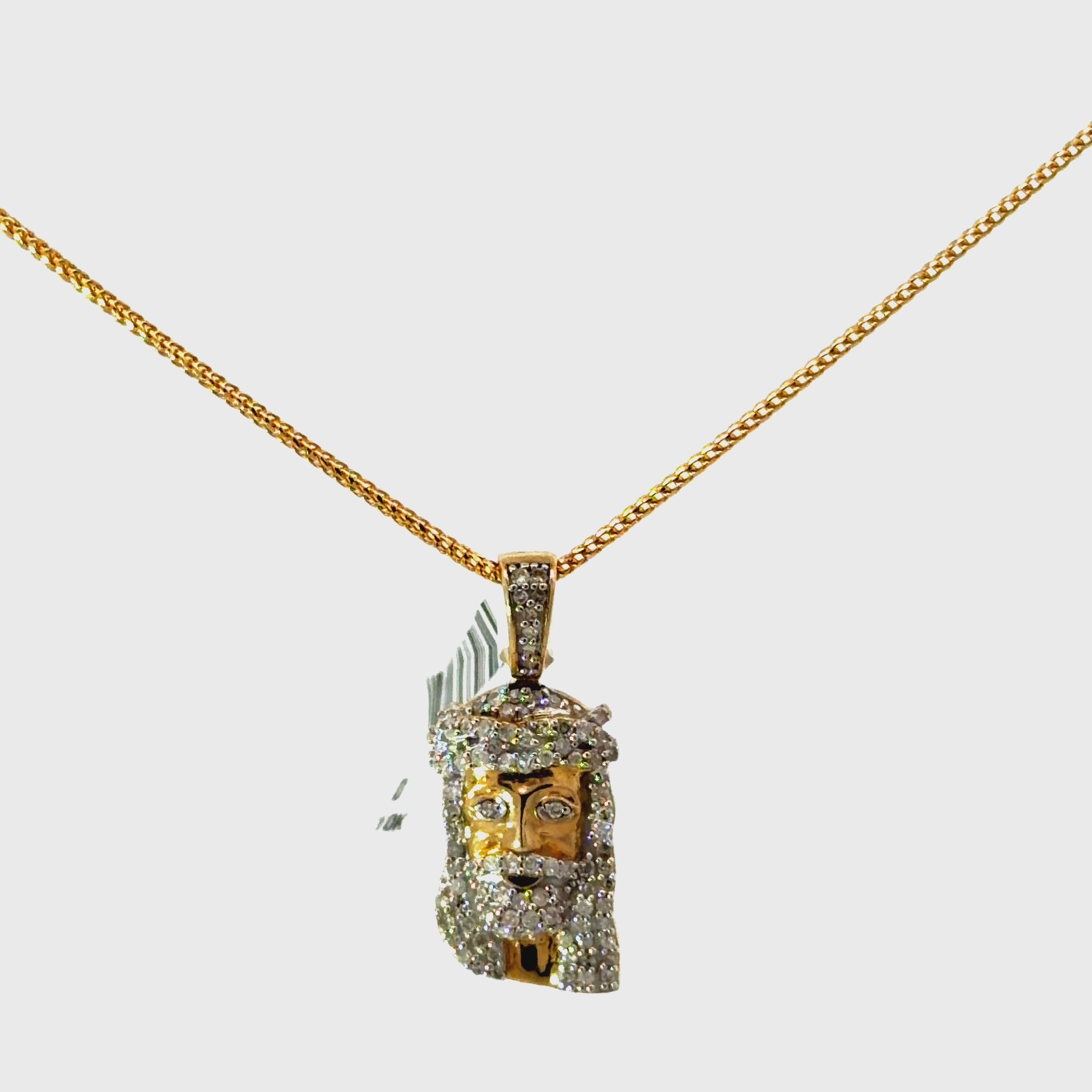 10k Gold & Diamonds - Jesus Face Pendant ONLY