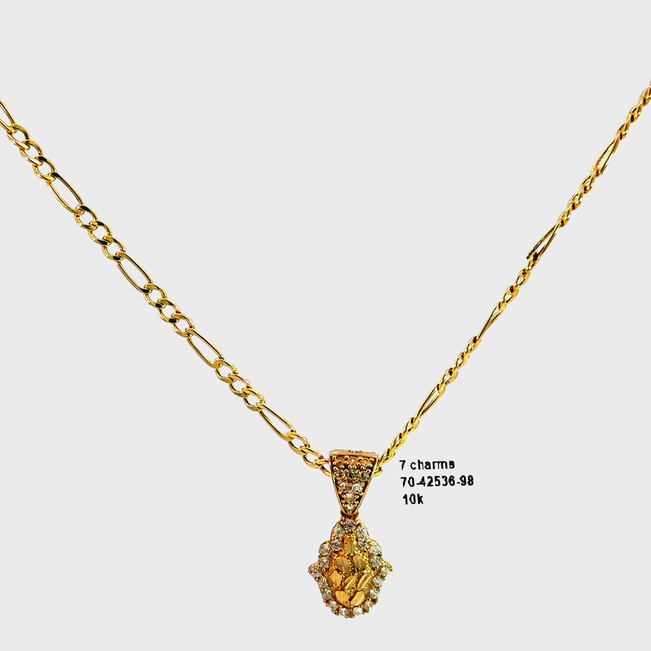10k Gold Set - 2.5mm Figaro Chain + Pendant