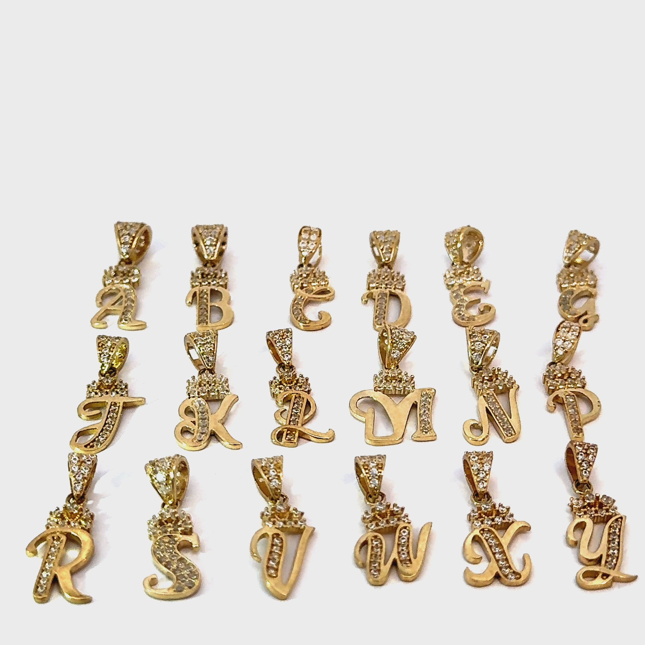 10k Gold - Cursive Initials with Crown