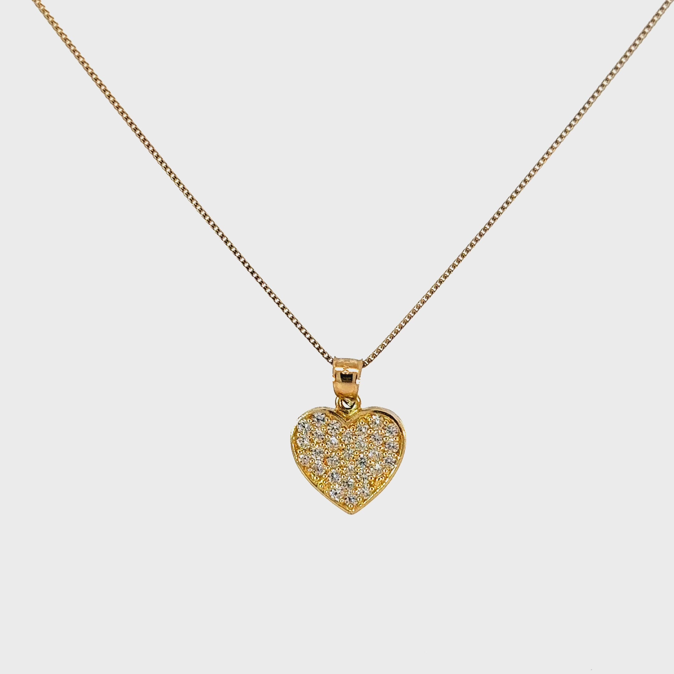 10k Gold Set - 1mm Solid Franco Chain + Heart Pendant