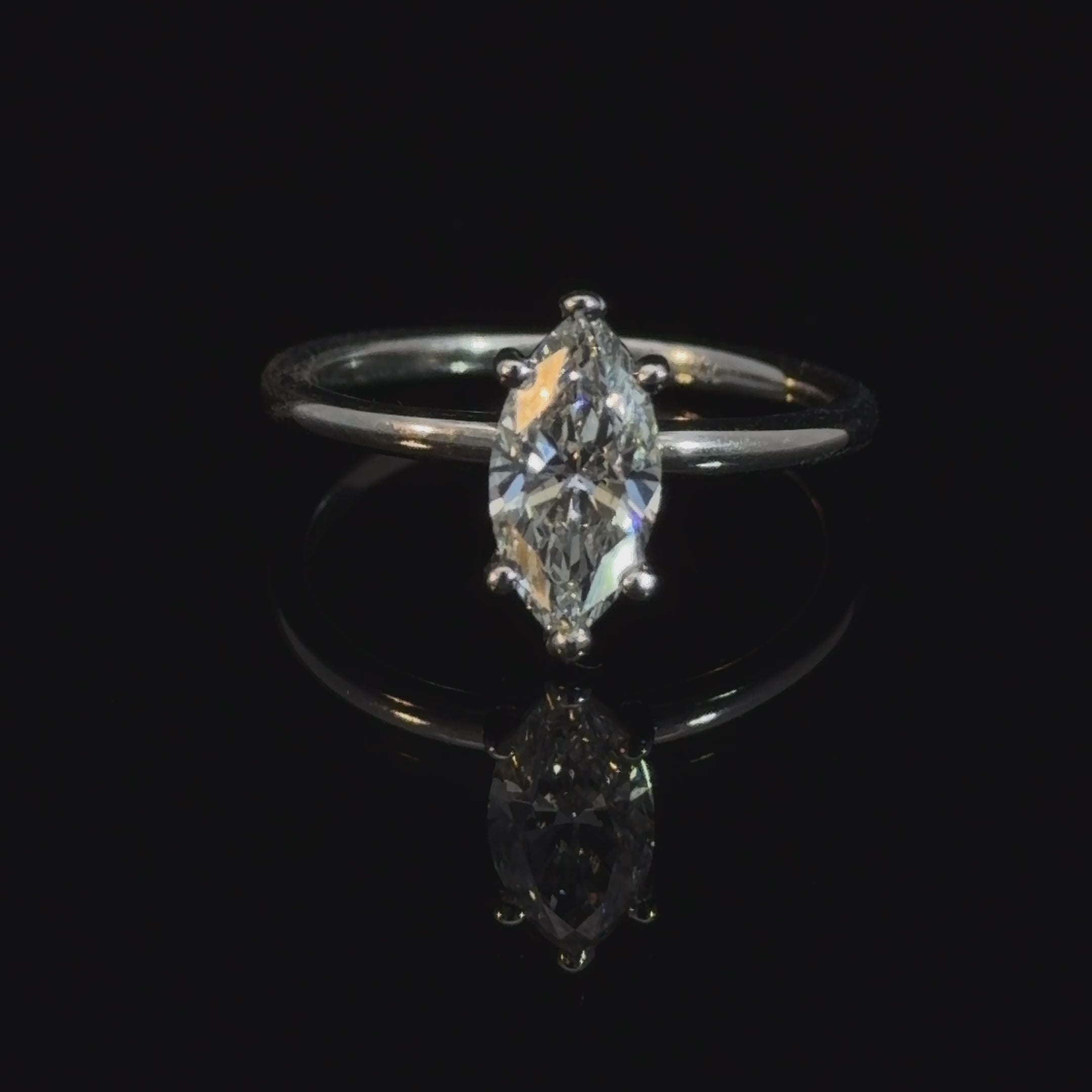 1.05ct Marquise Cut Lab Diamond Basket Solitaire Ring