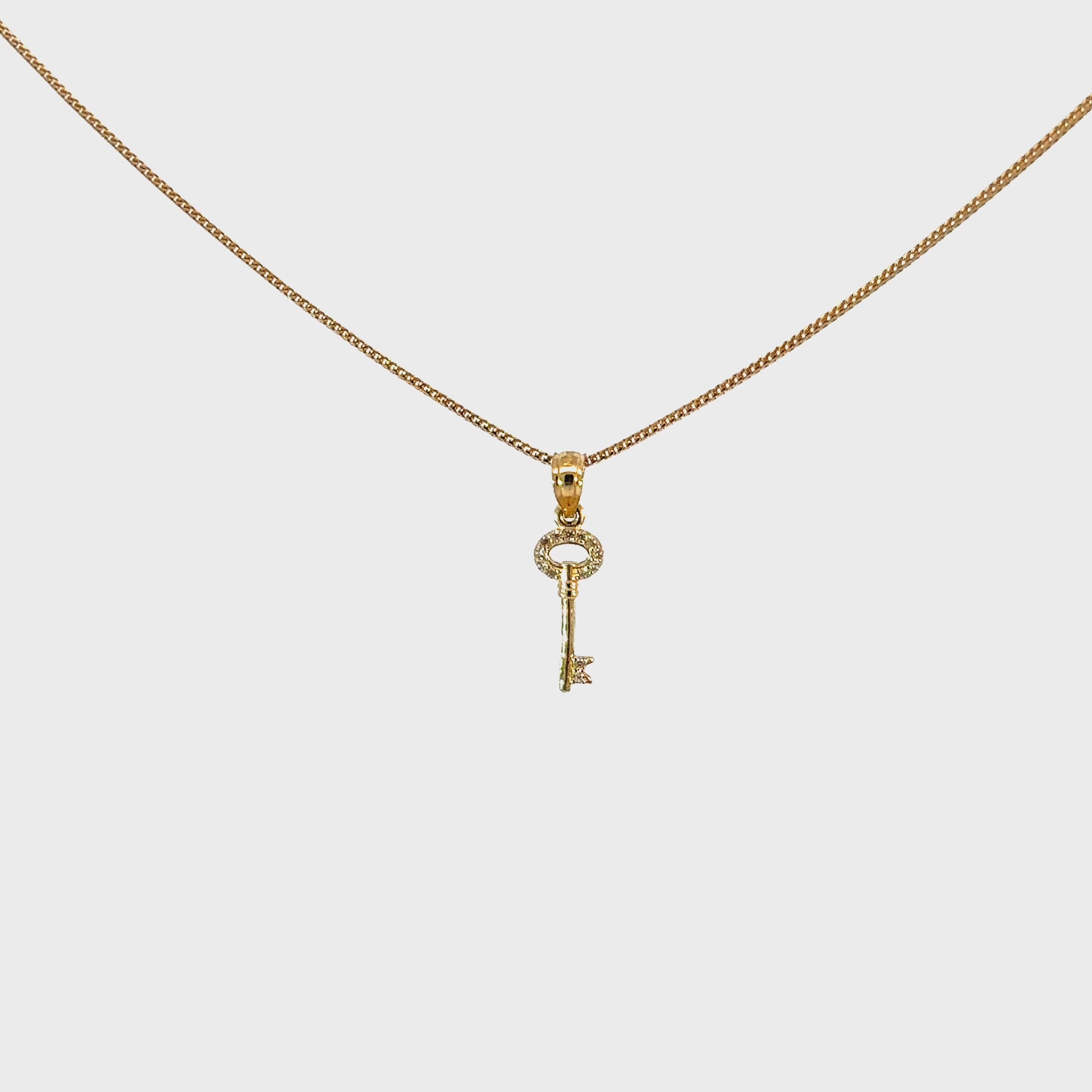 10k Gold Set - 1mm Solid Franco Chain + Key Pendant