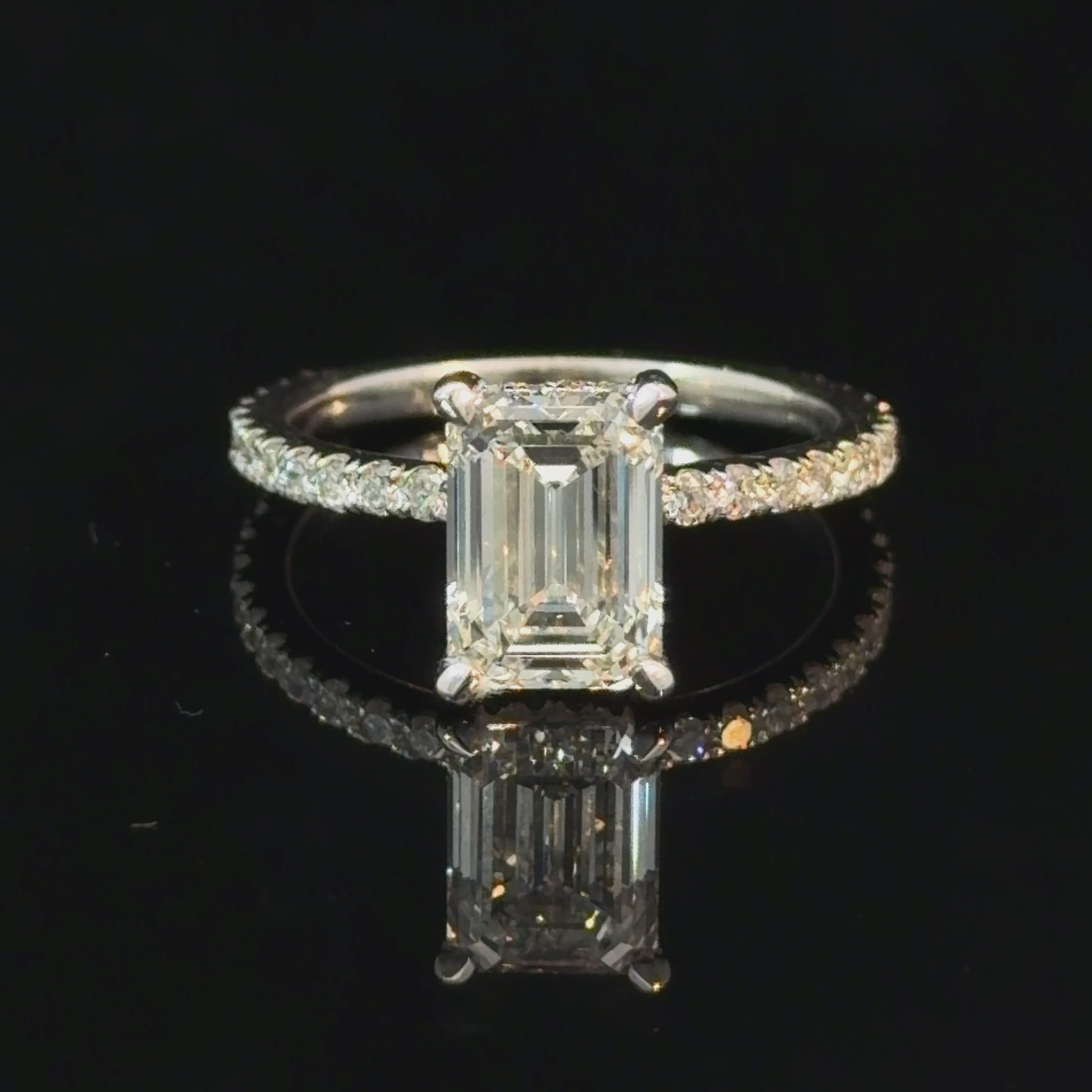 2.58ct Emerald Cut Lab Diamond Pave Ring