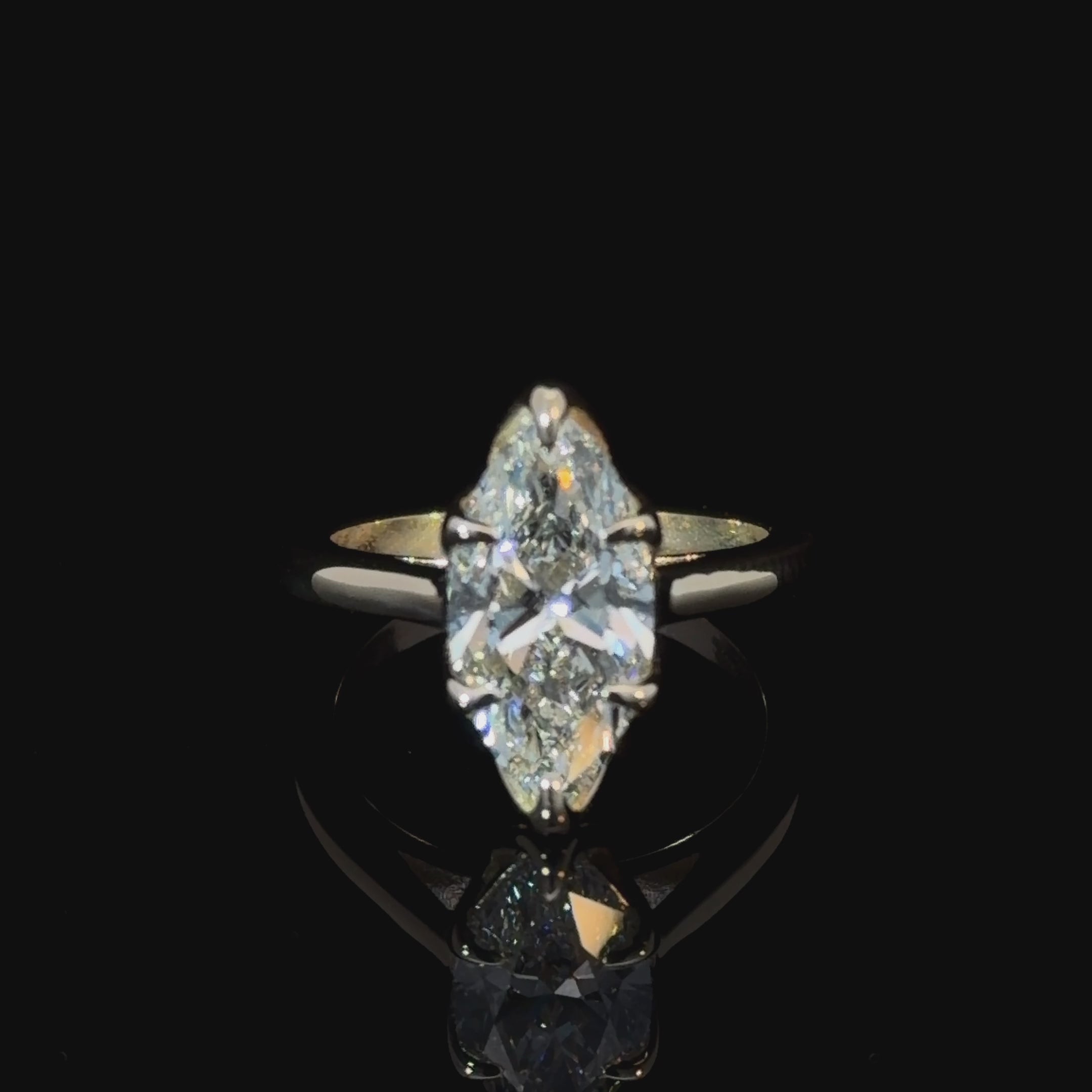 Marquise Cut Lab Grown Diamond Solitaire Engagement Ring | Double Claw Prongs | 14K White Gold