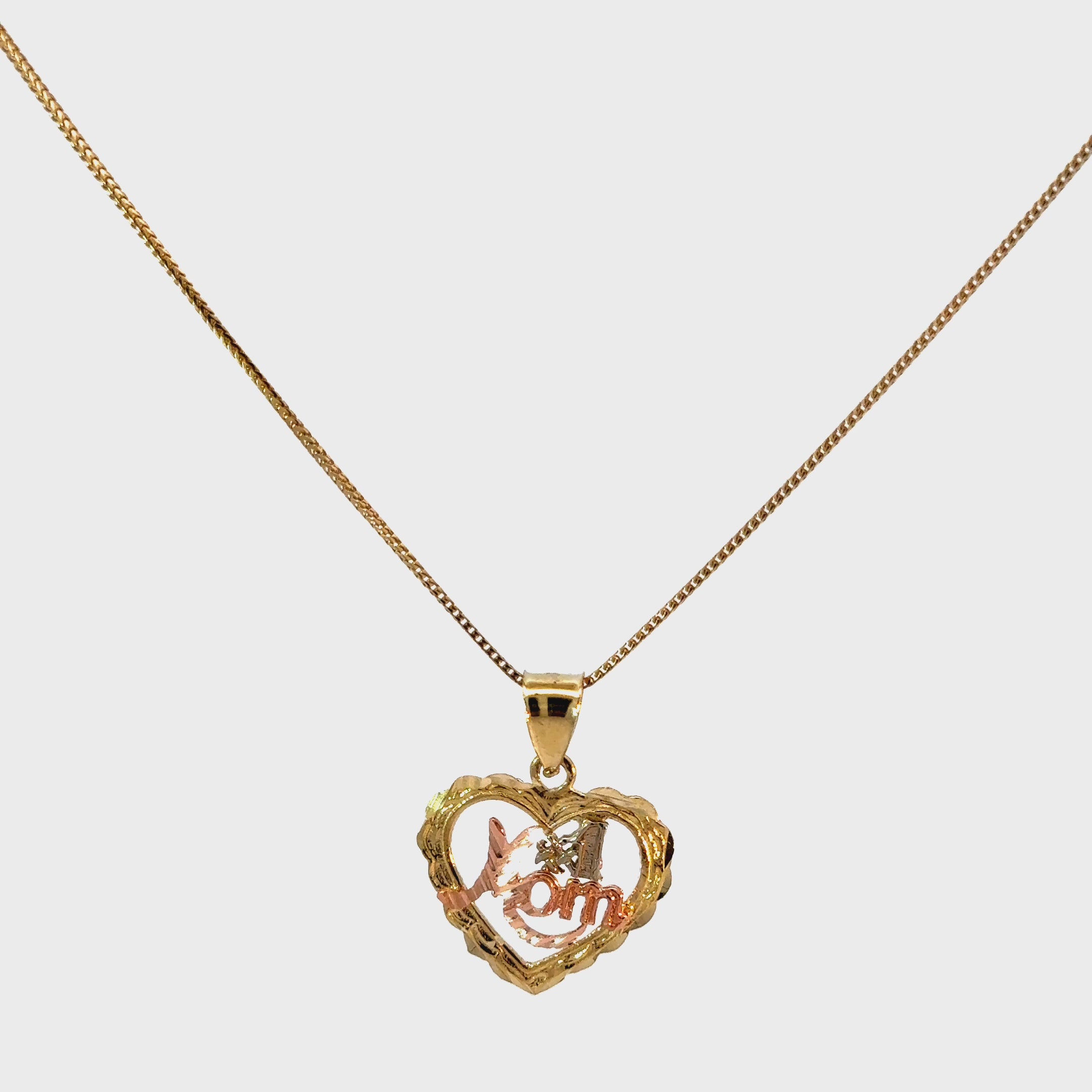 10k Gold Set - 1mm Solid Franco Chain + Mom Heart Pendant