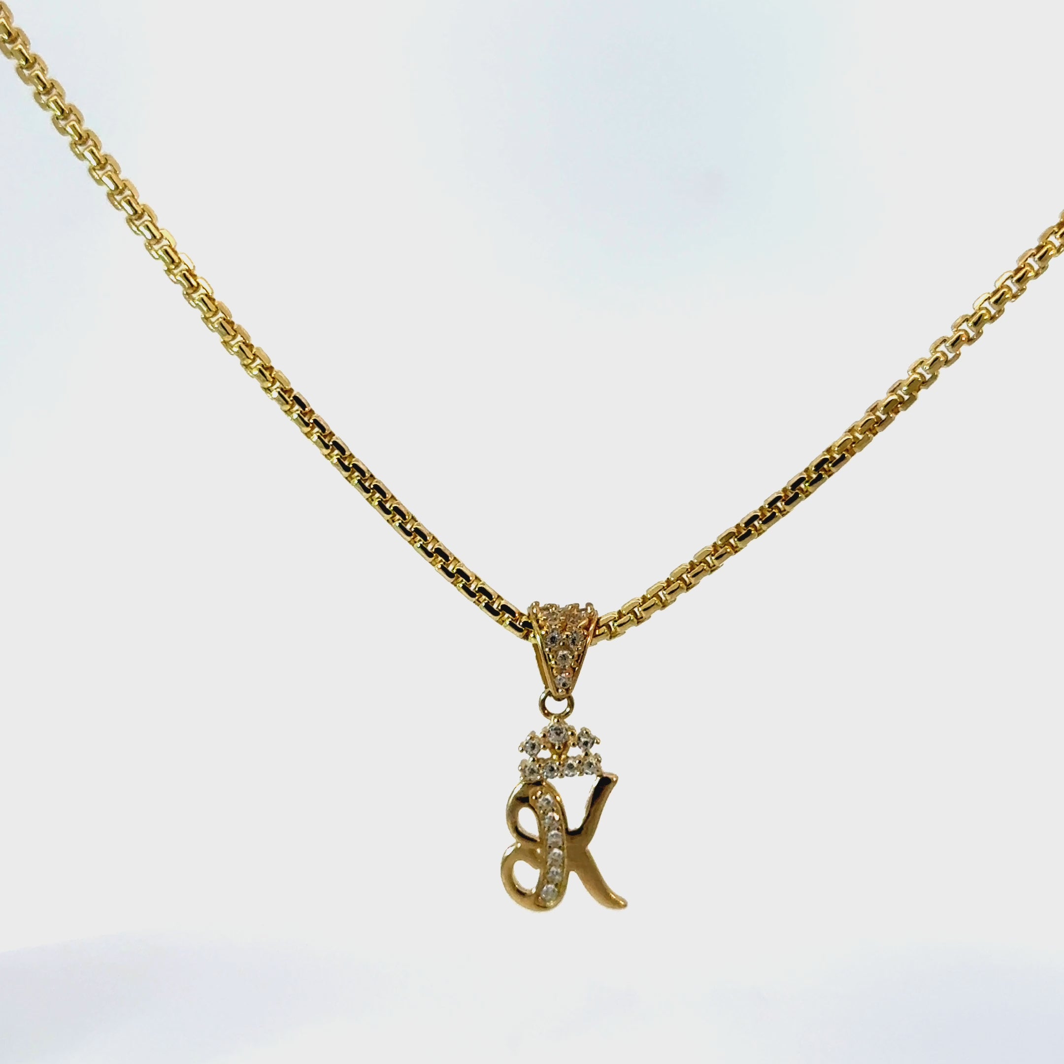 10k Gold Set - 1.8mm Round Box Chain + Initial