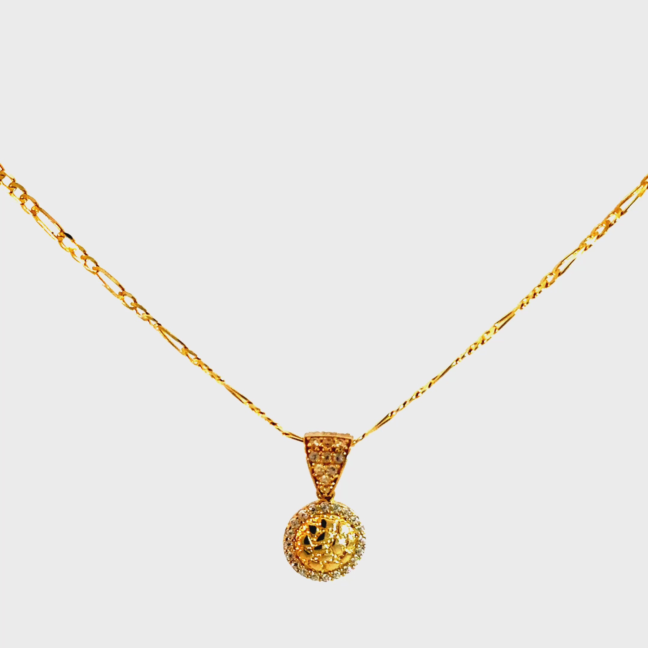 10k Gold Set - 2mm Solid Figaro Chain + Pendant