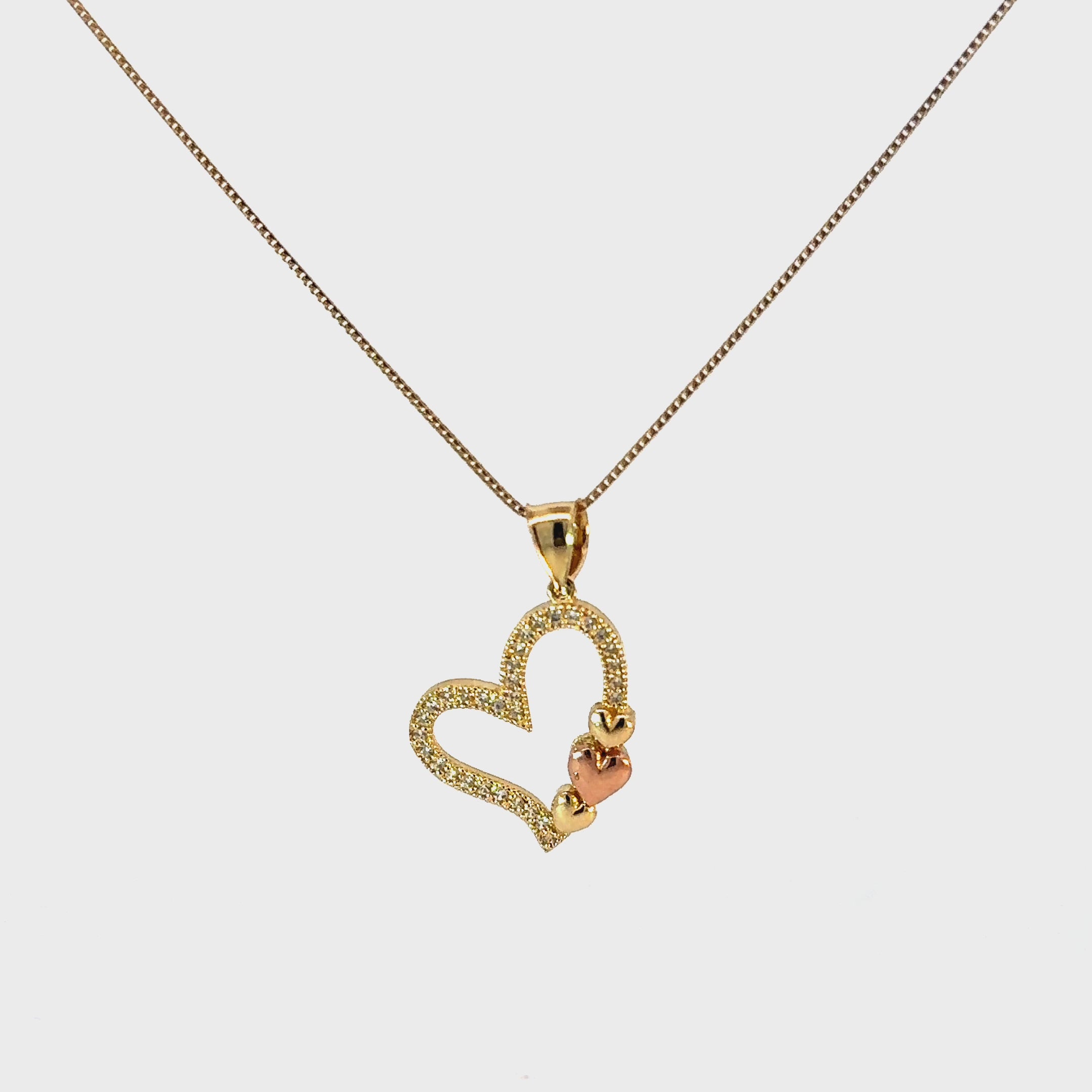 10k Gold Set - 1mm Solid Franco Chain + Heart Pendant