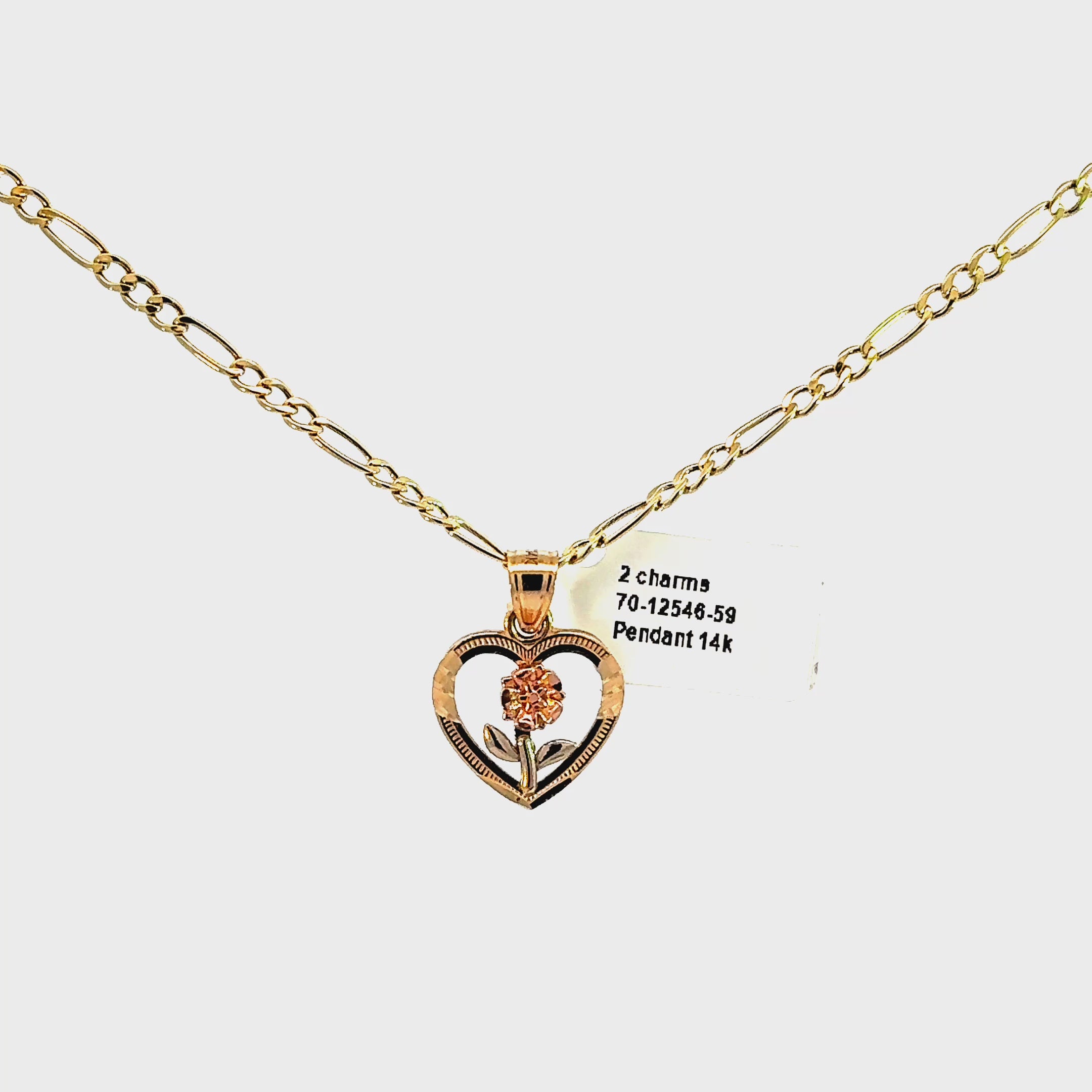 Gold Set - 10k 2.5mm Figaro Chain + Pendant 14k