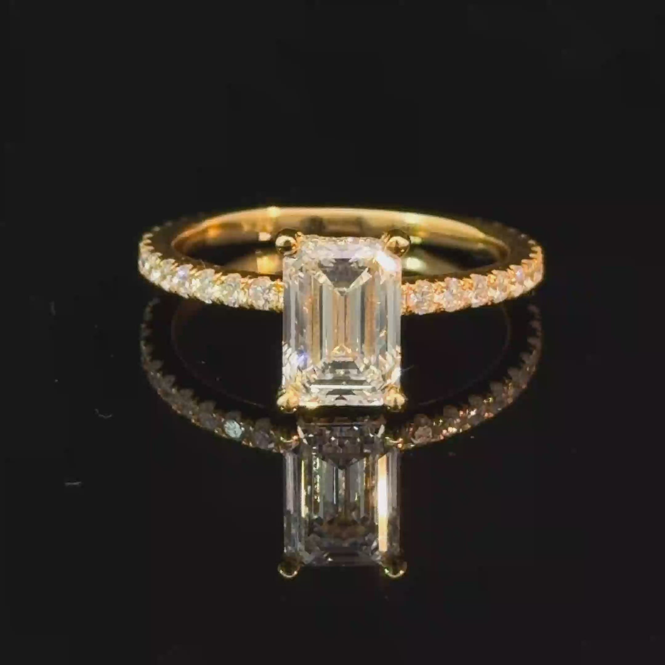 1.59ct Emerald Cut Lab Diamond Pave Ring