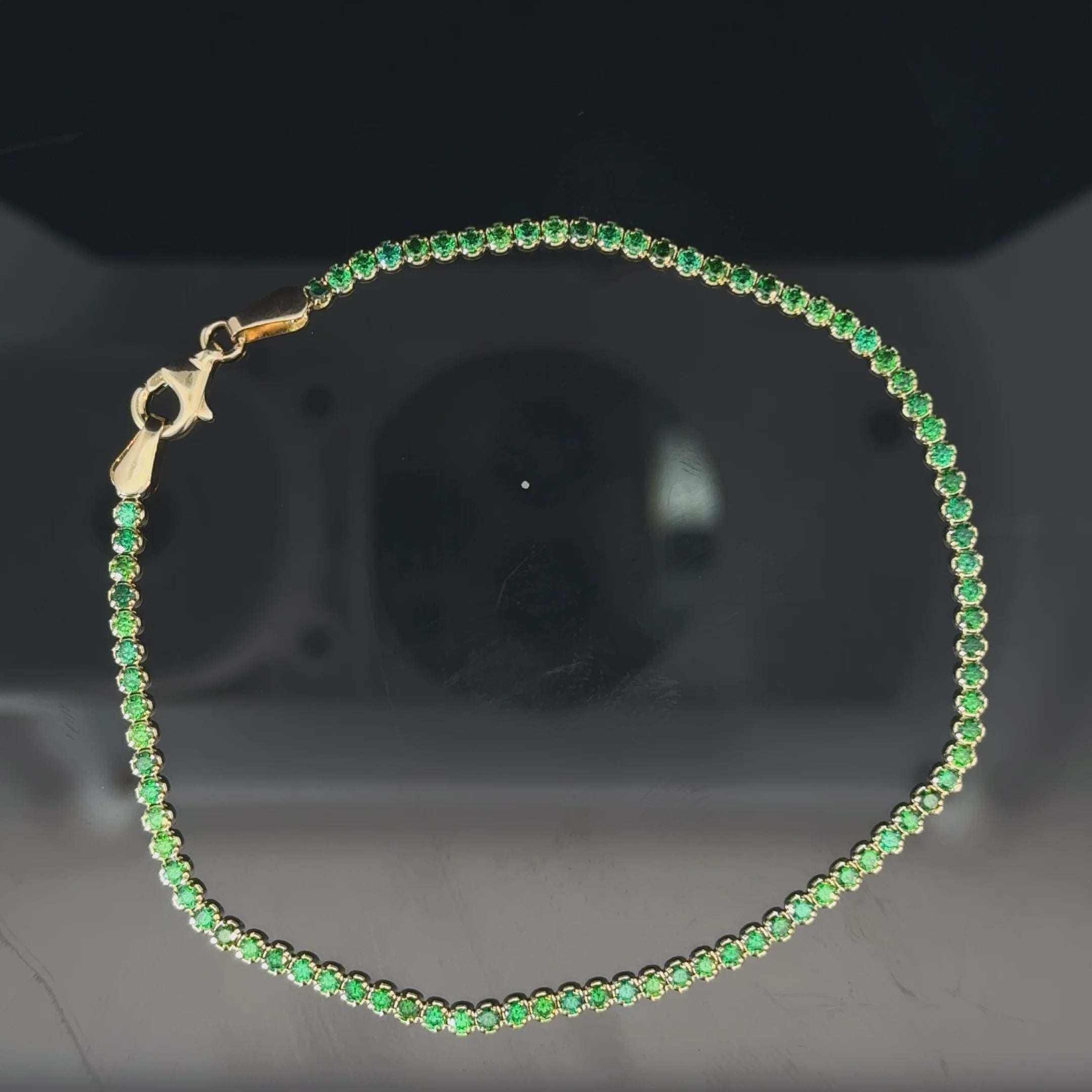 14k Gold - Green Gemstone Bracelet