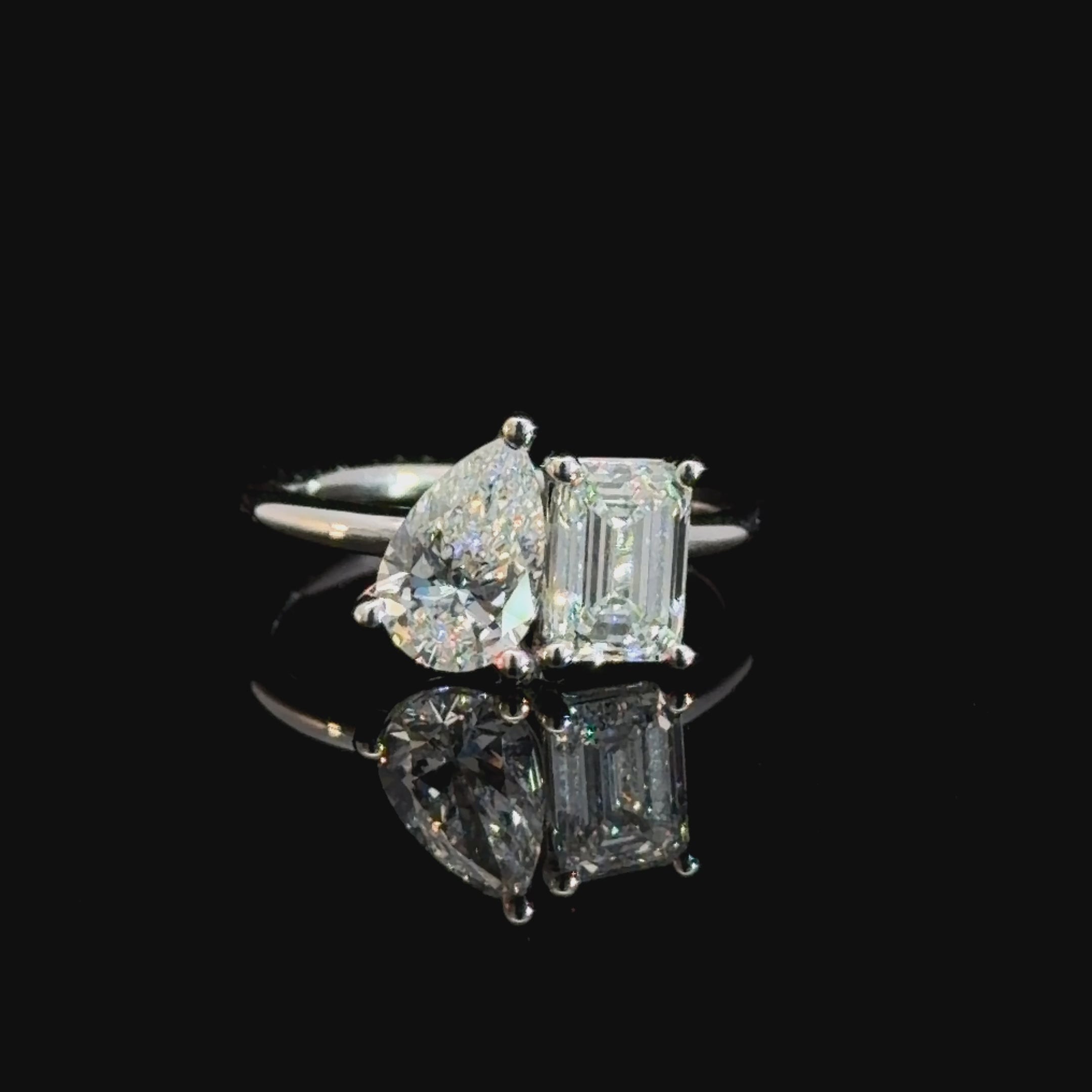 2.09 Ctw Toi Et Moi Pear & Emerald Lab Diamond Engagement Ring