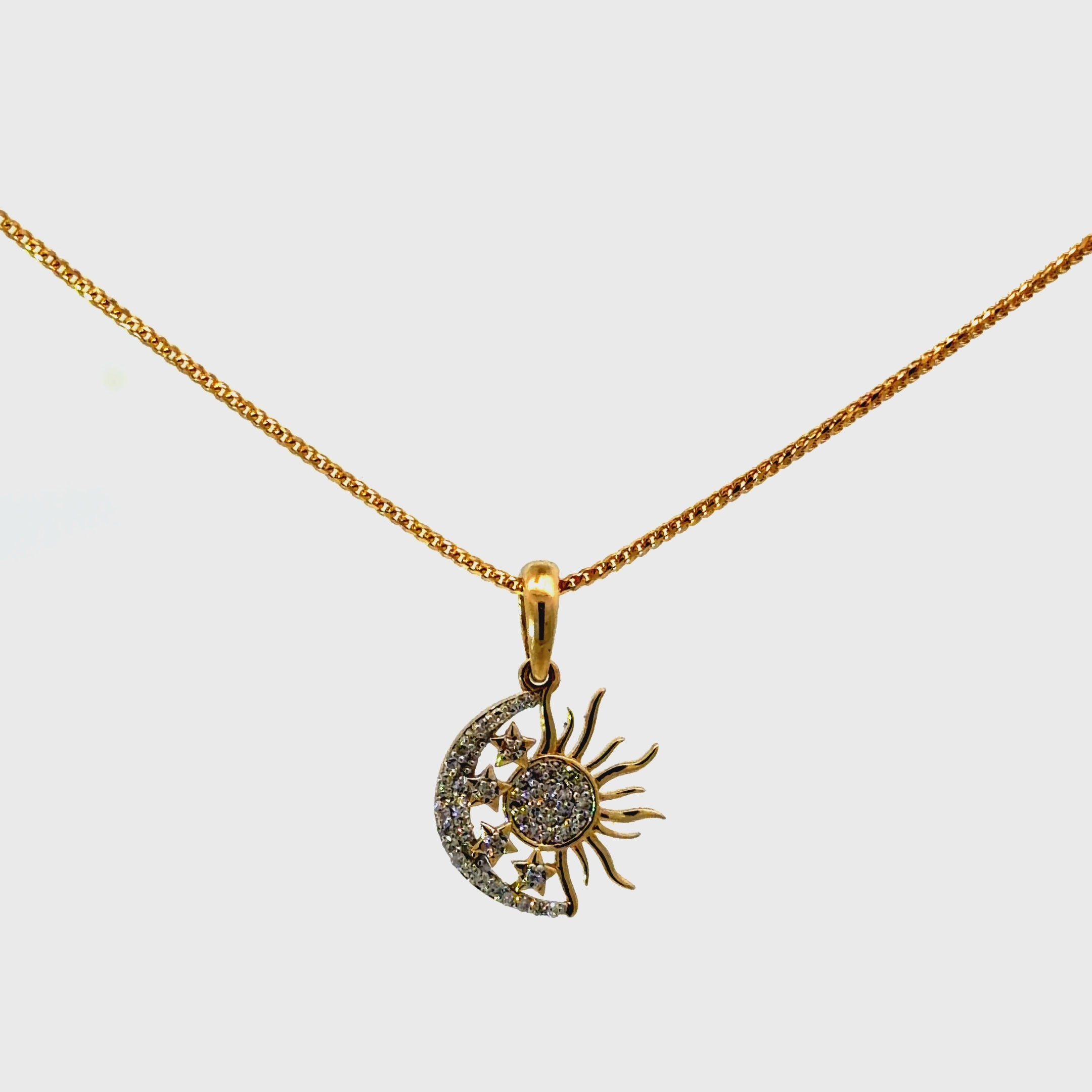 10k Gold & Diamonds Set - 1mm Solid Franco Chain + Pendant