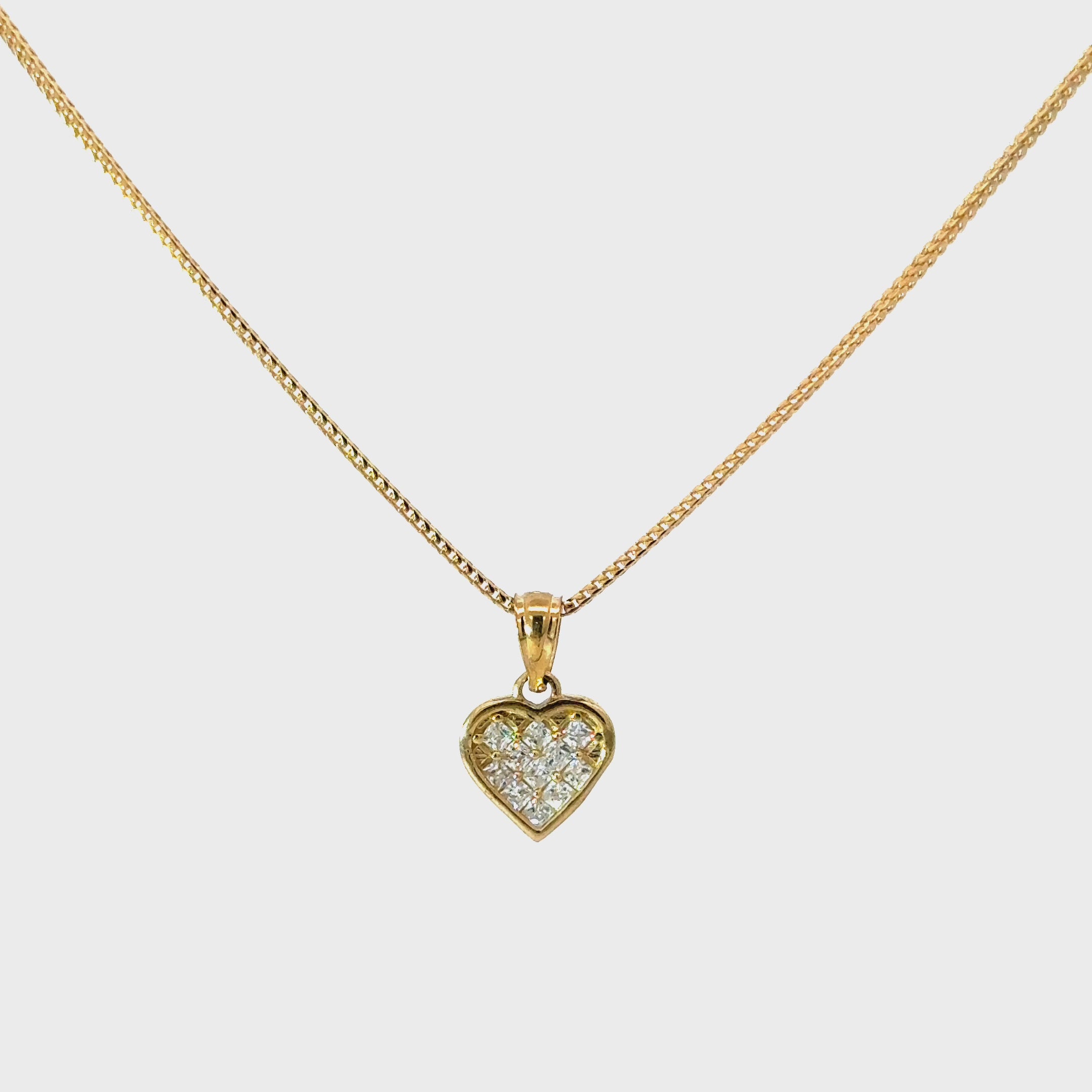 10k Gold Set: 1mm Solid Franco + Heart