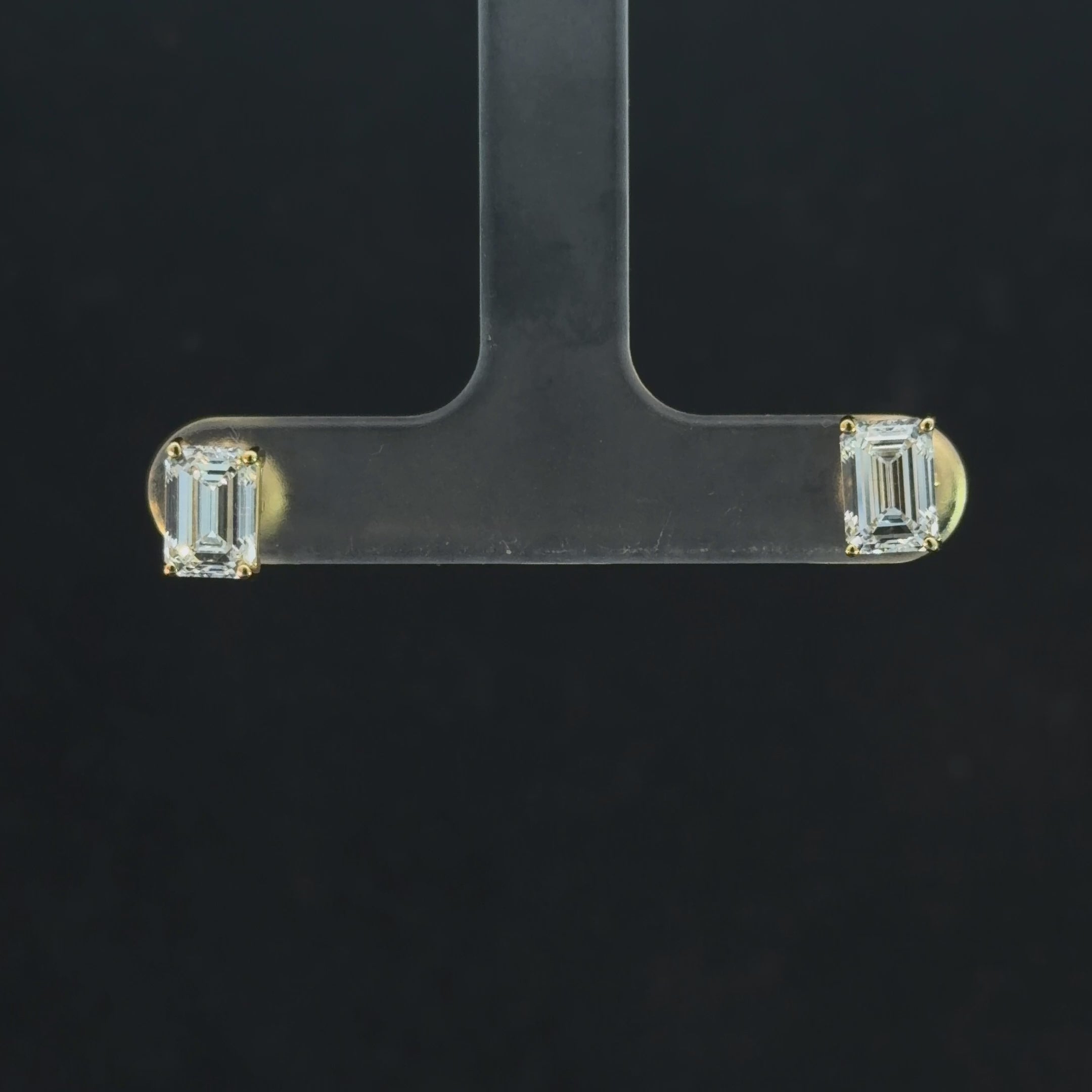 2.18CTW Emerald Cut Lab Diamond Studs - 14k Gold
