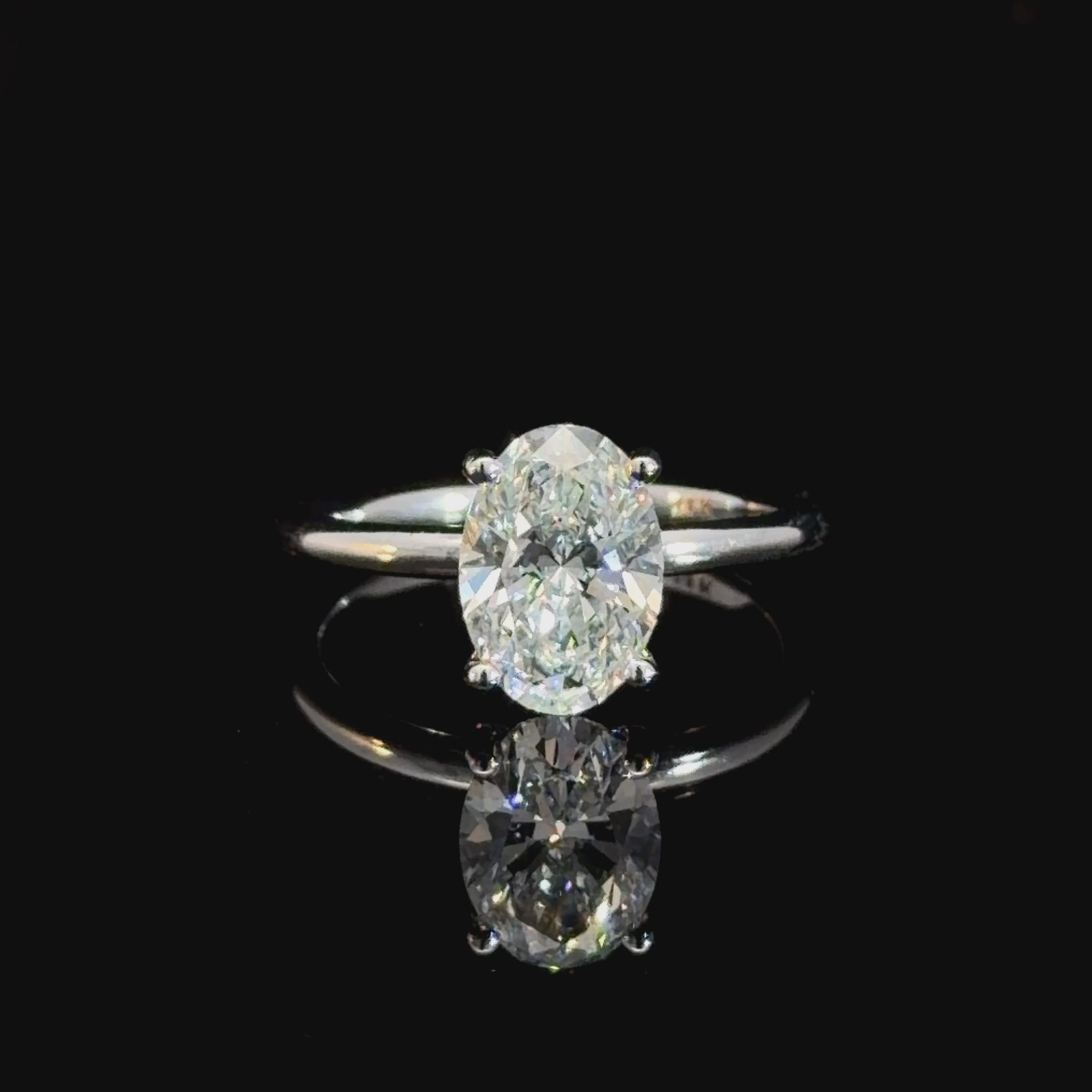 2.02 Ct Oval Lab Diamond Cathedral Solitaire Engagement Ring