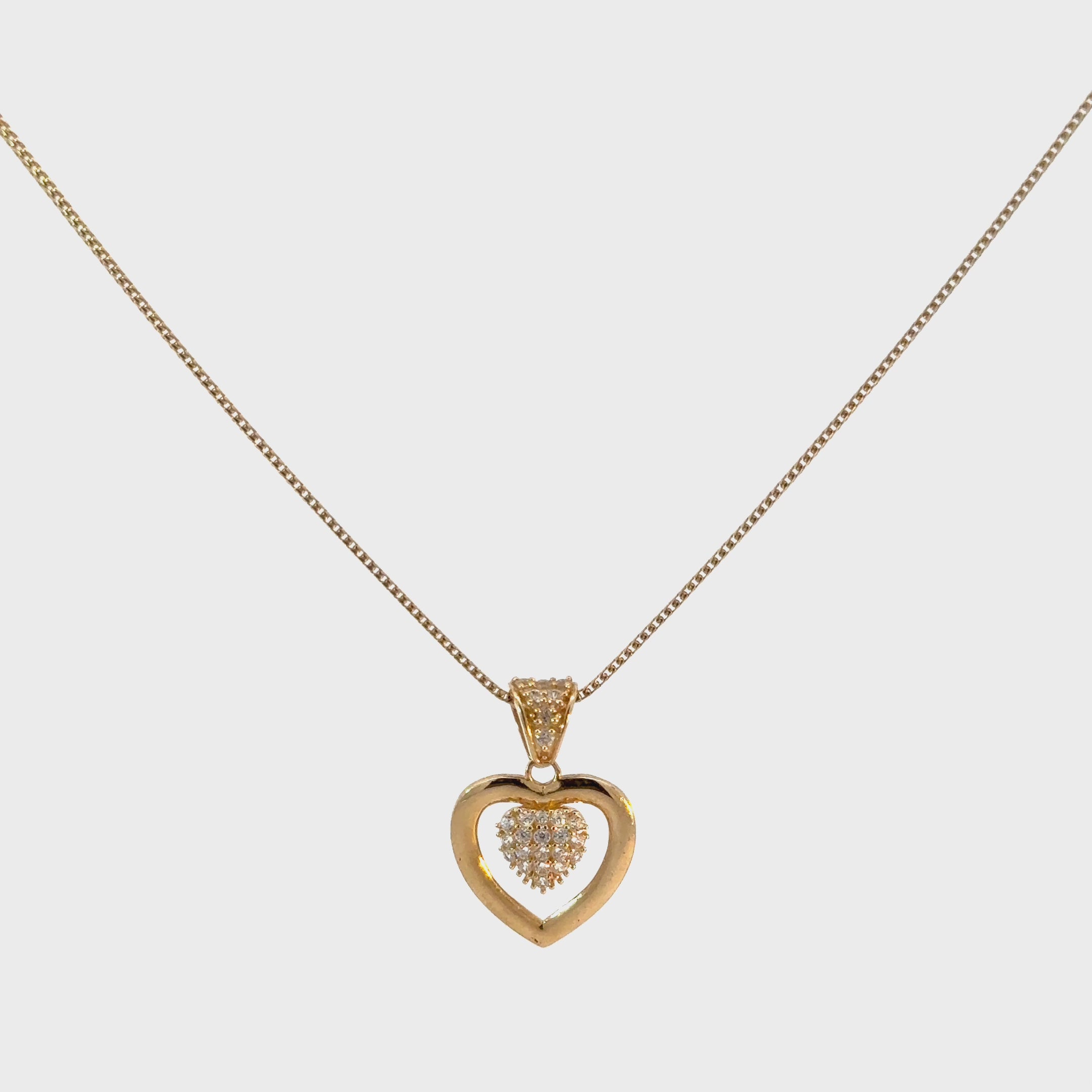 10k Gold Set - 1mm Solid Franco Chain +  Heart Pendant