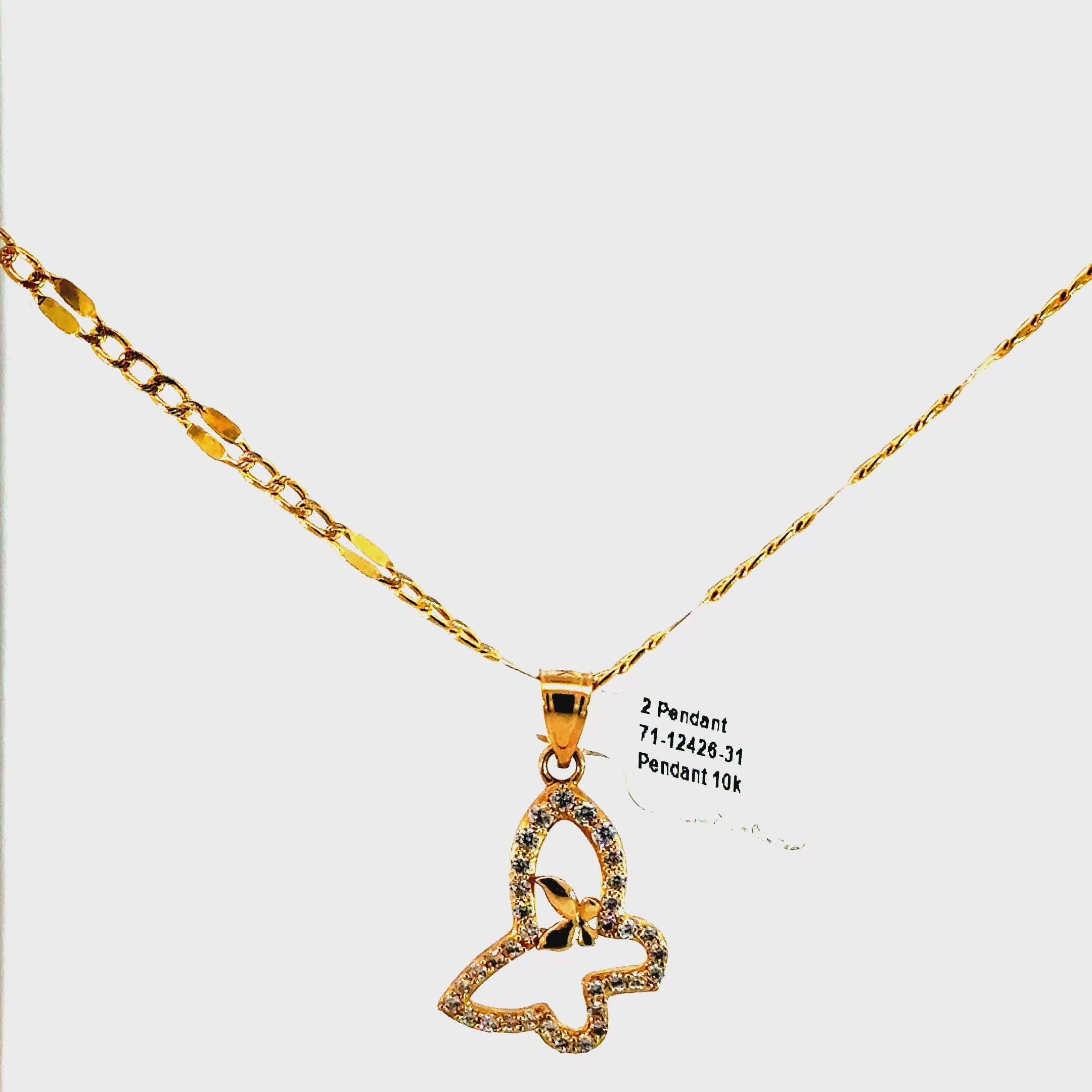 10k Gold Set - 3mm Fancy Chain + Pendant