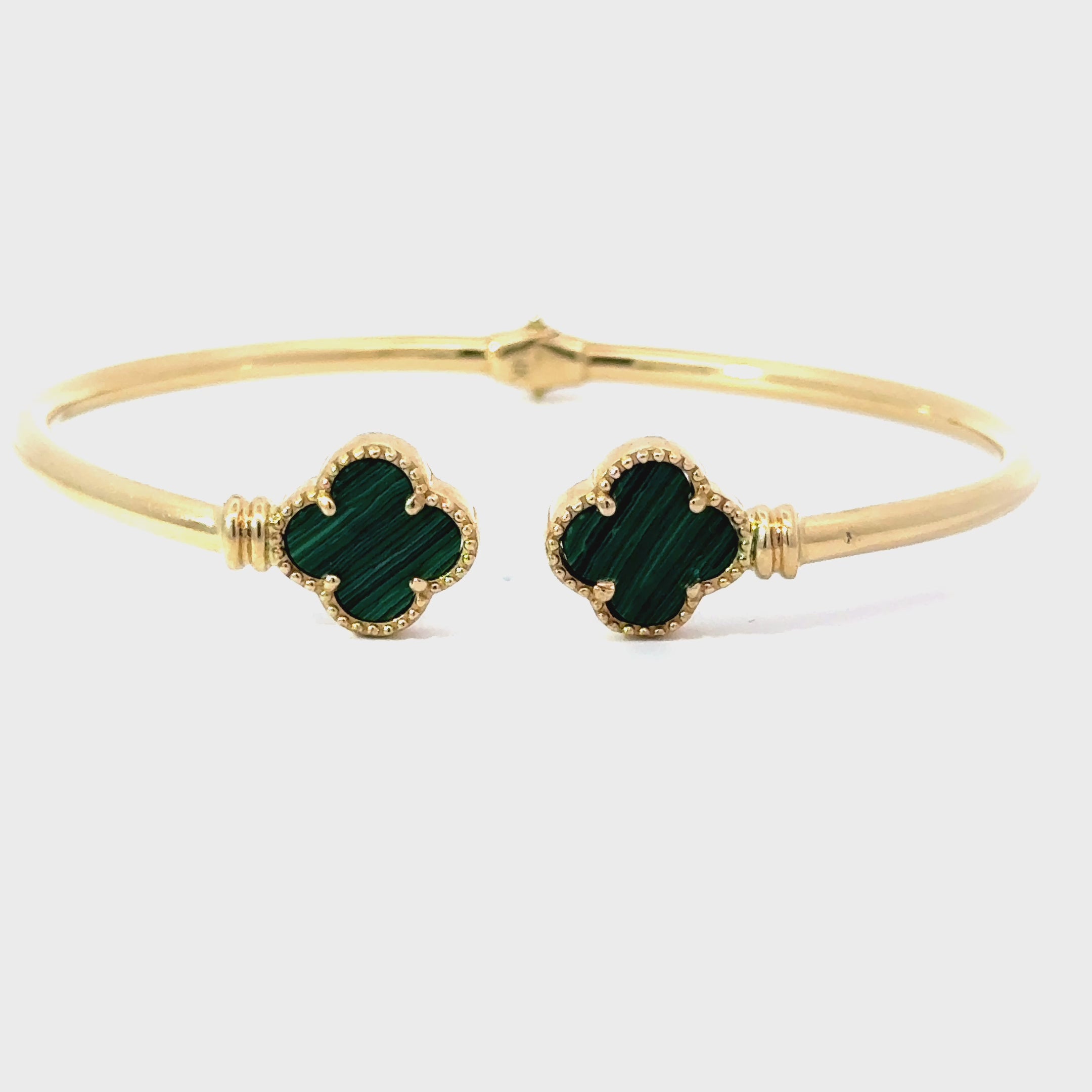 14k Gold - Green Clover Bangle