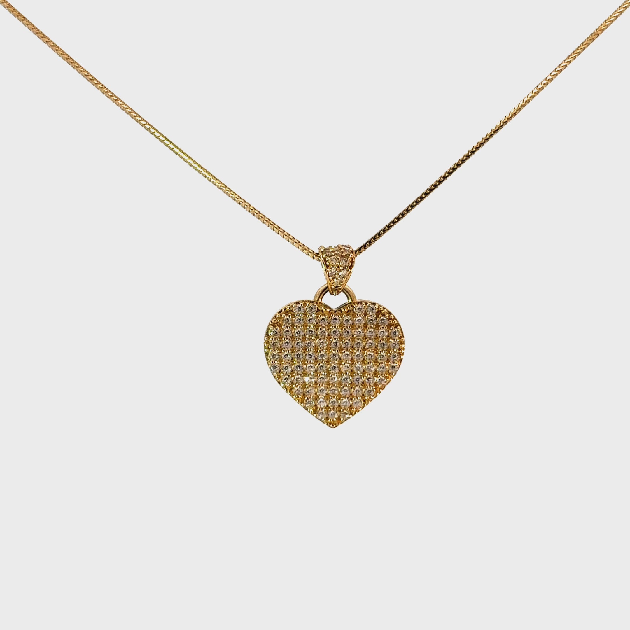 10k Gold Set - 1mm Solid Franco Chain + Heart Pendant